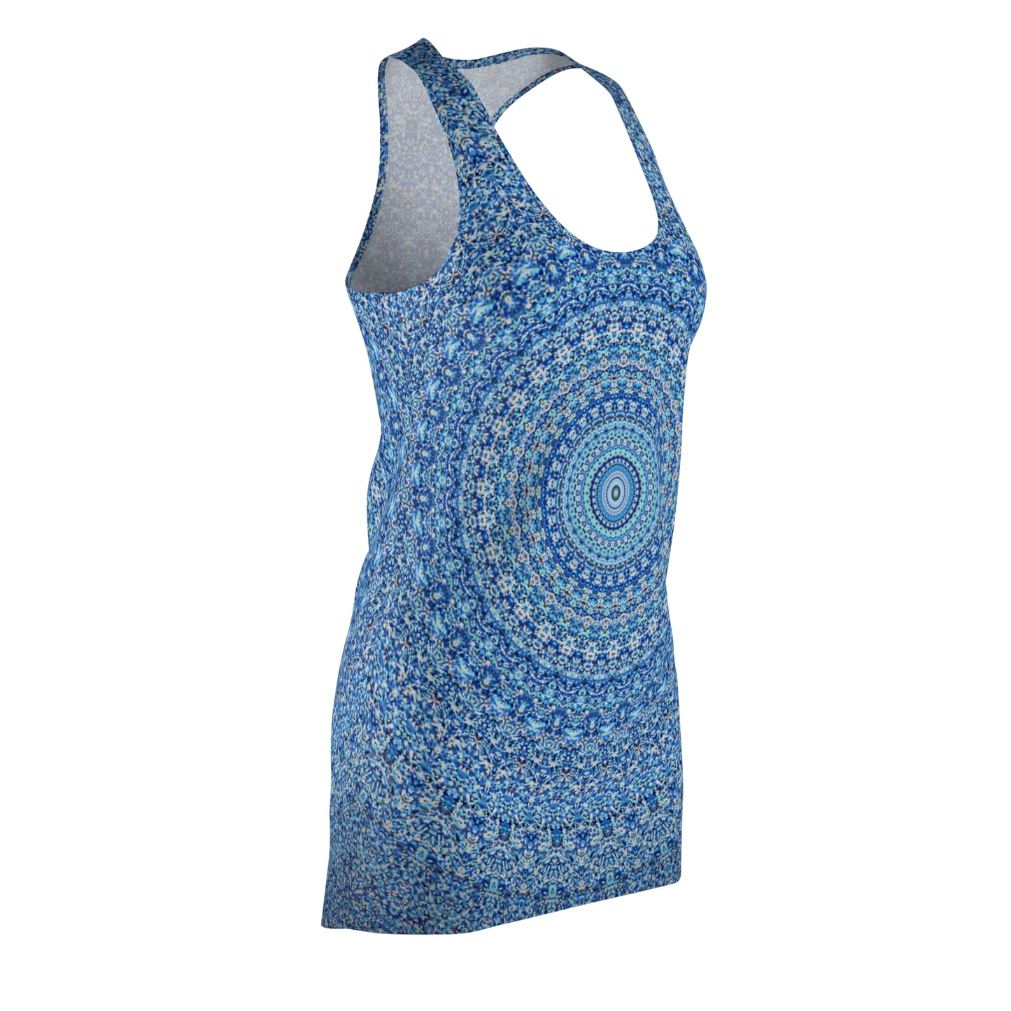 Blue Mandala - Vestido con espalda cruzada cortado y cosido para mujer Inovax