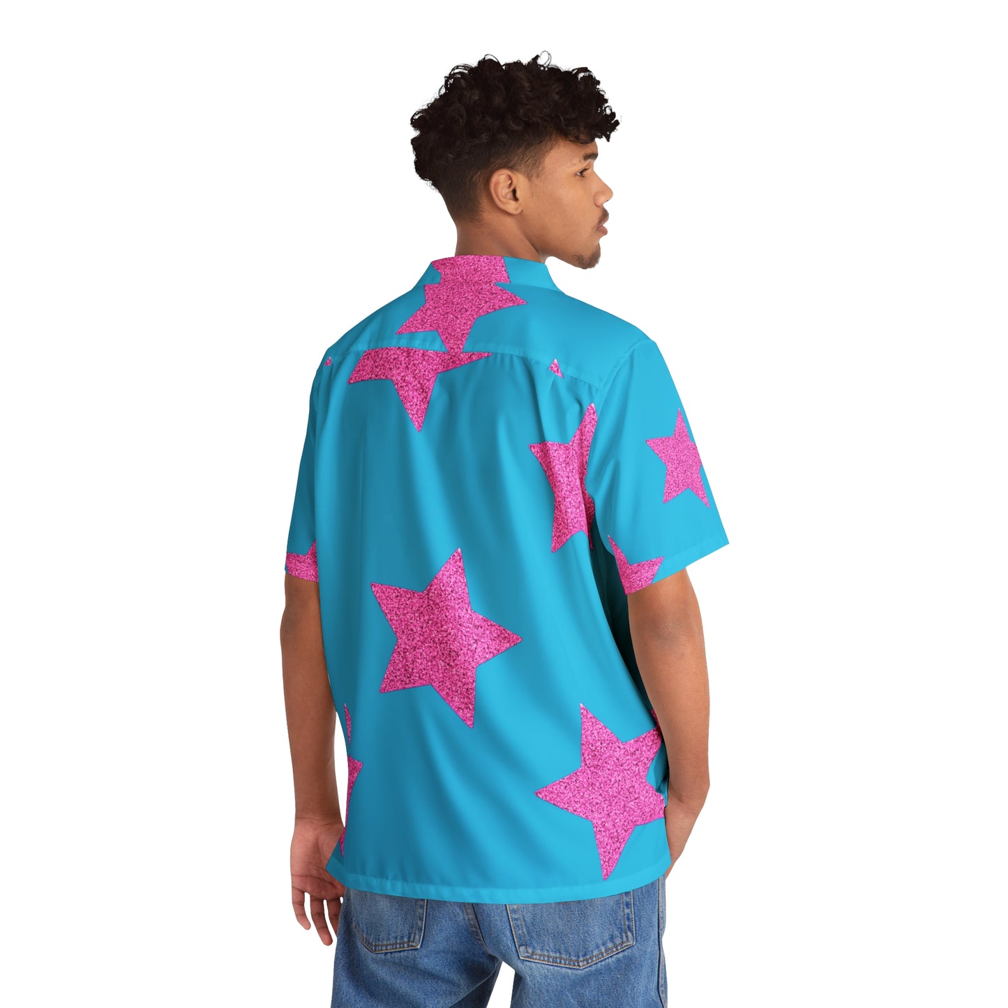 Estrellas Rosadas - Camisa hawaiana para hombre Inovax