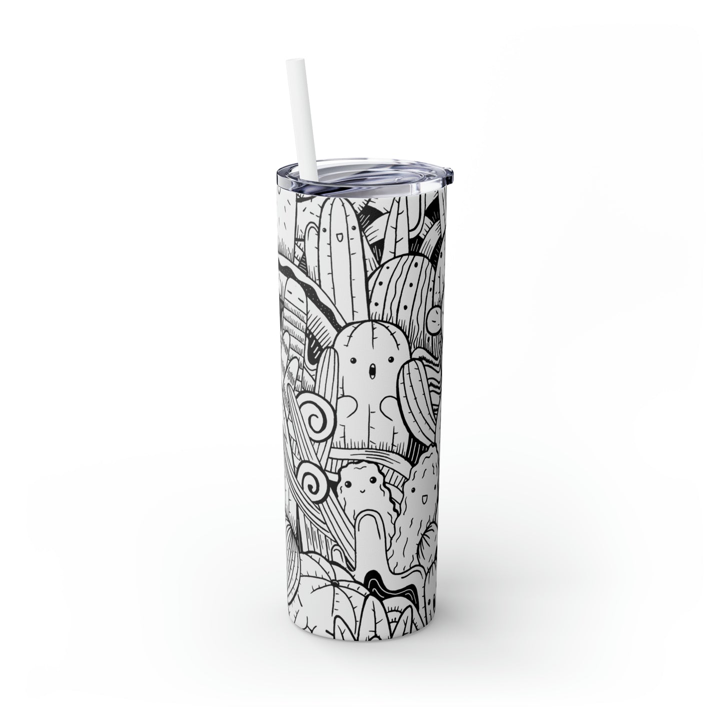 Doodle Cactus - Inovax Maars® Skinny Tumbler with Straw 20oz