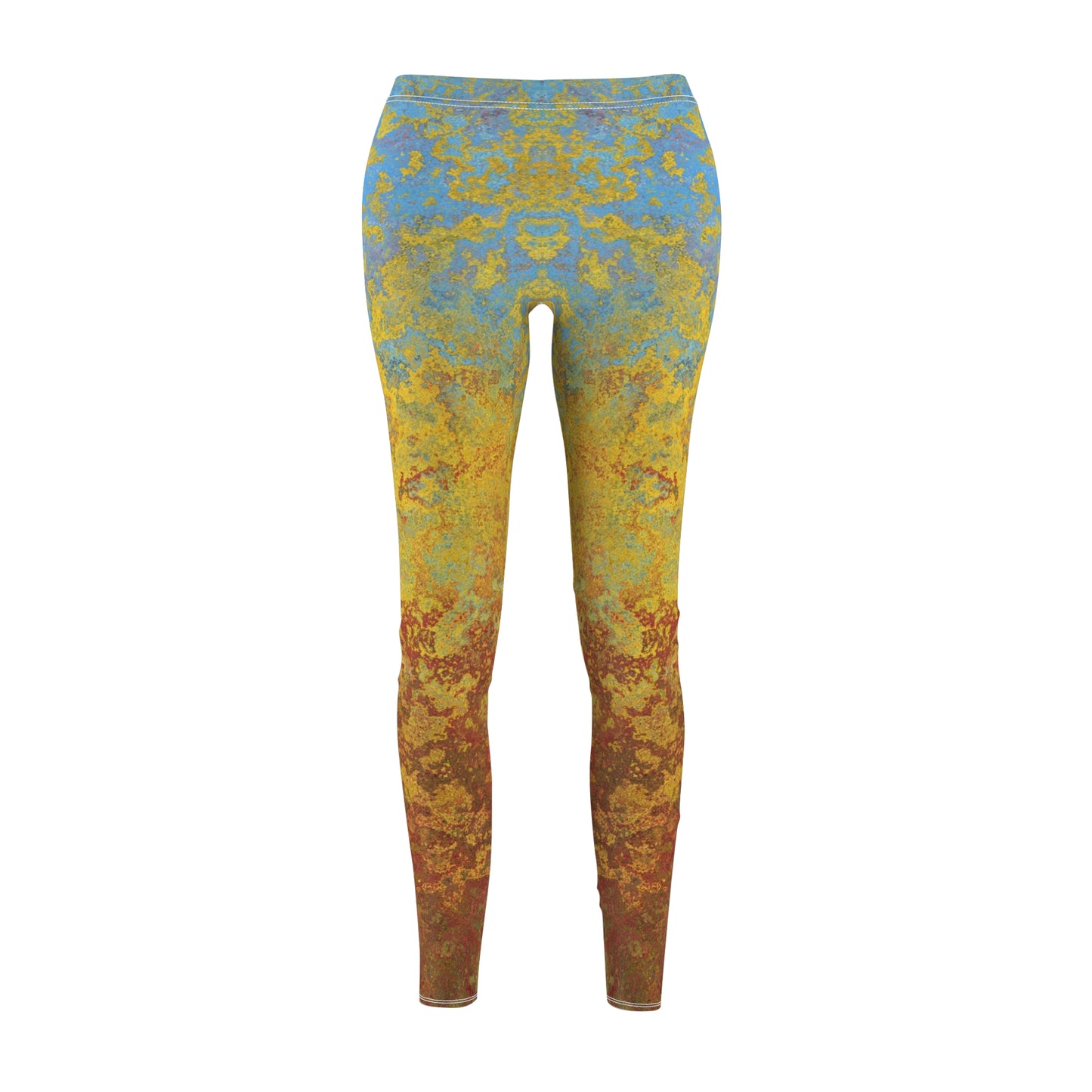 Gold and blue spots - Inovax Women's cut & sew Casual Leggings