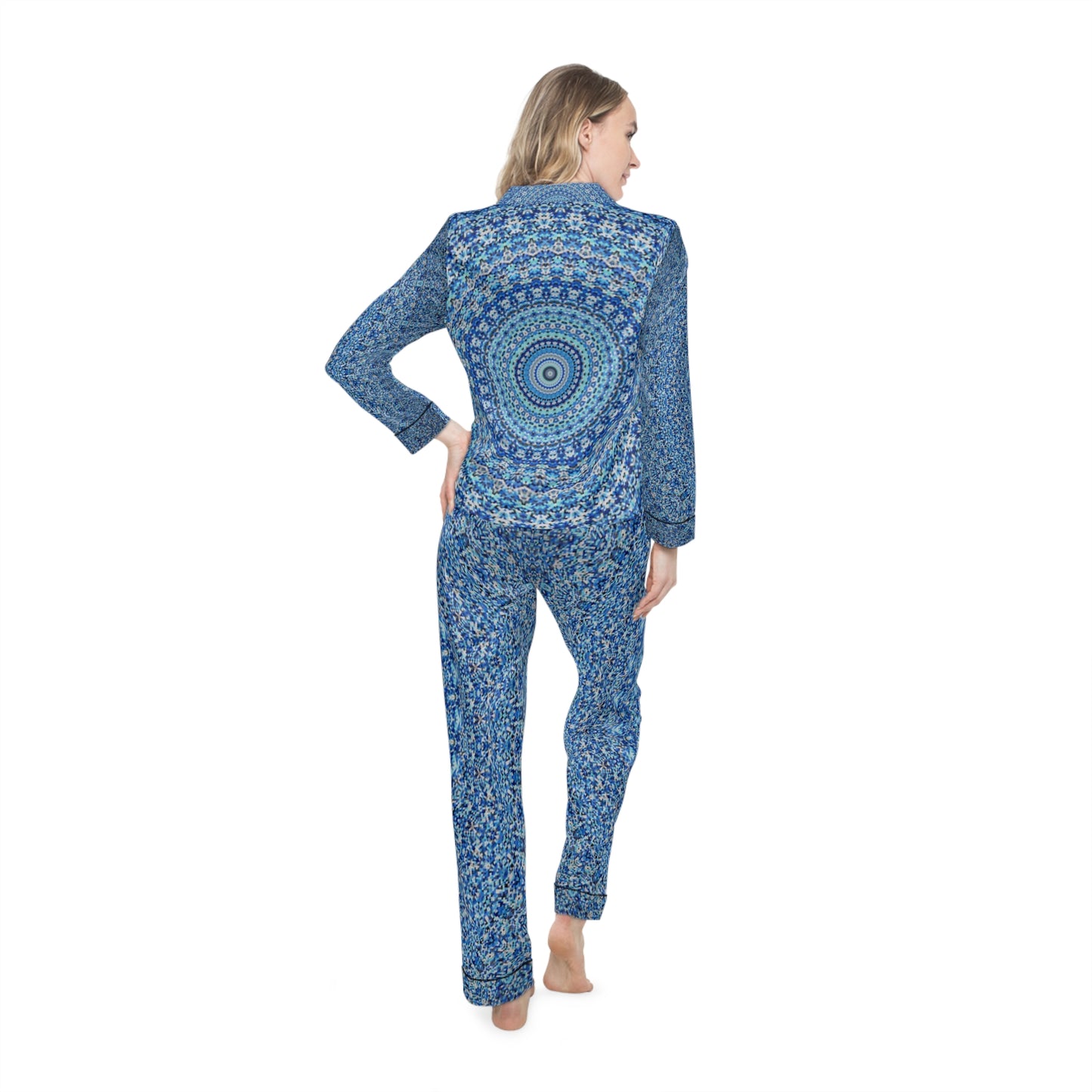 Blue Mandala - Pijama de satén para mujer Inovax