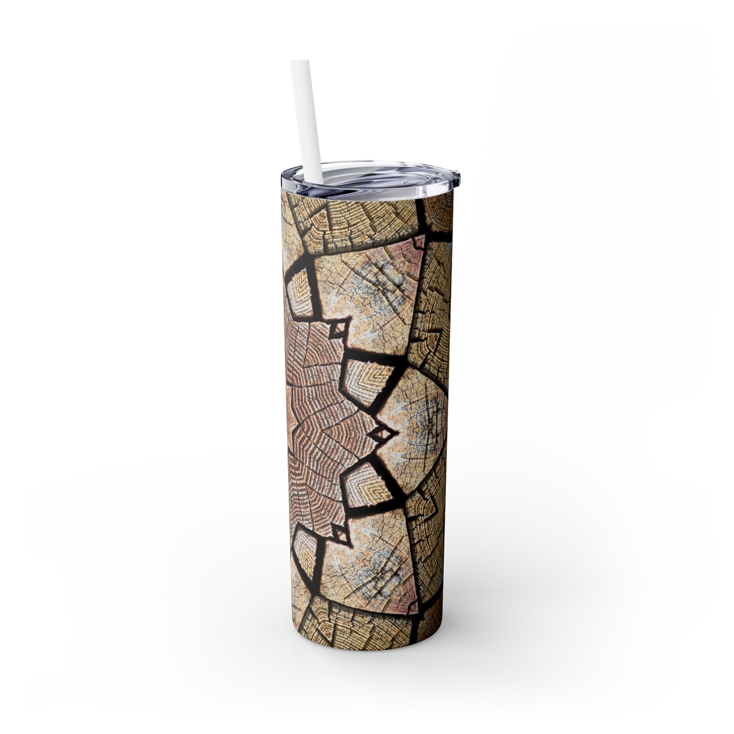 Brown Mandala - Inovax Maars® Skinny Tumbler with Straw 20oz