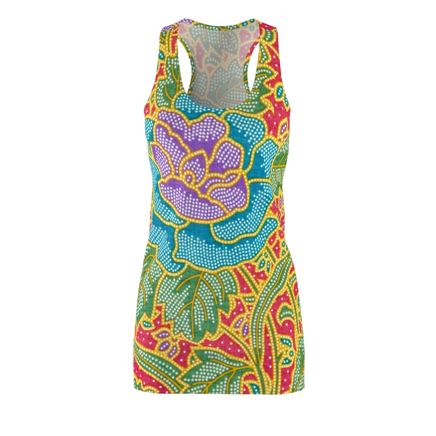 Green and red flowers - Inovax Women's Cut & Sew Racerback Dress