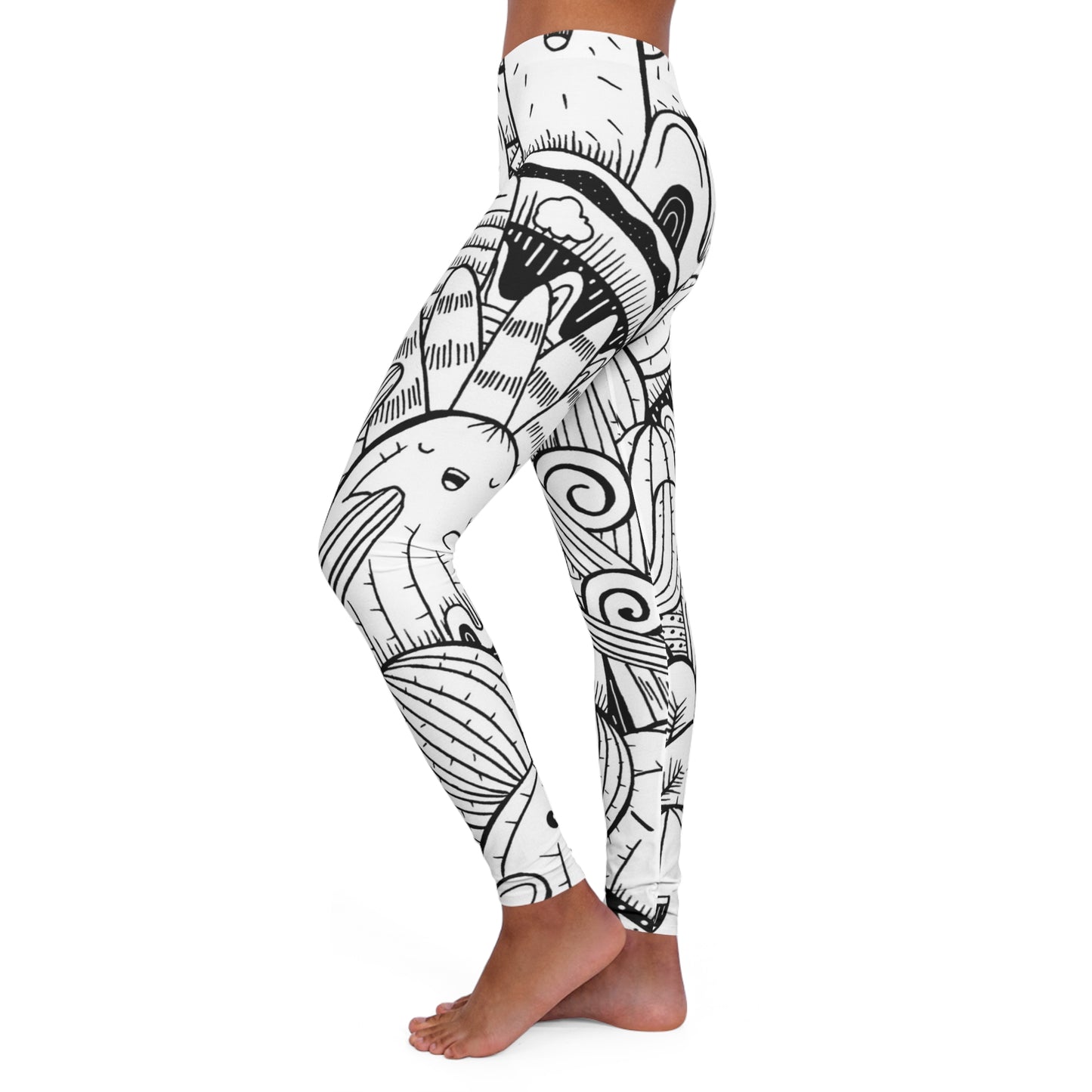 Doodle Cactus - Leggings de spandex para mujer Inovax