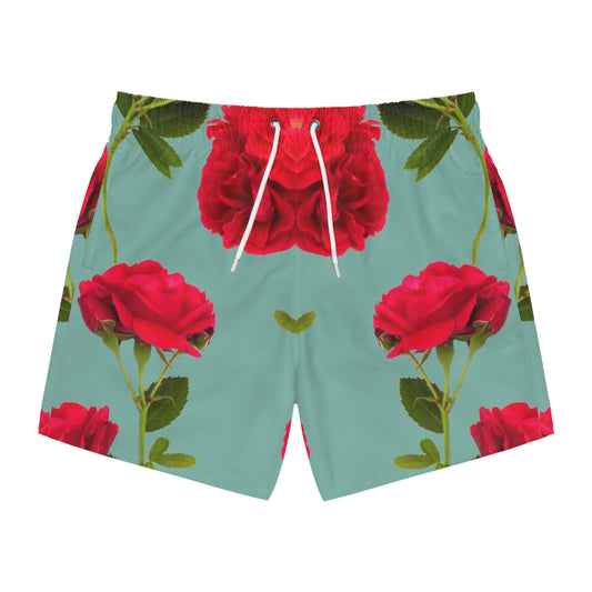 Red Flowers and blue - Inovax Swim Trunks