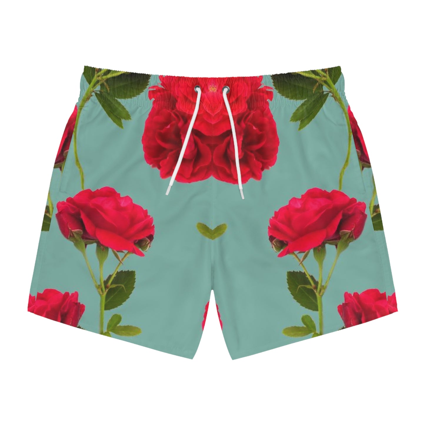 Red Flowers and blue - Inovax Swim Trunks