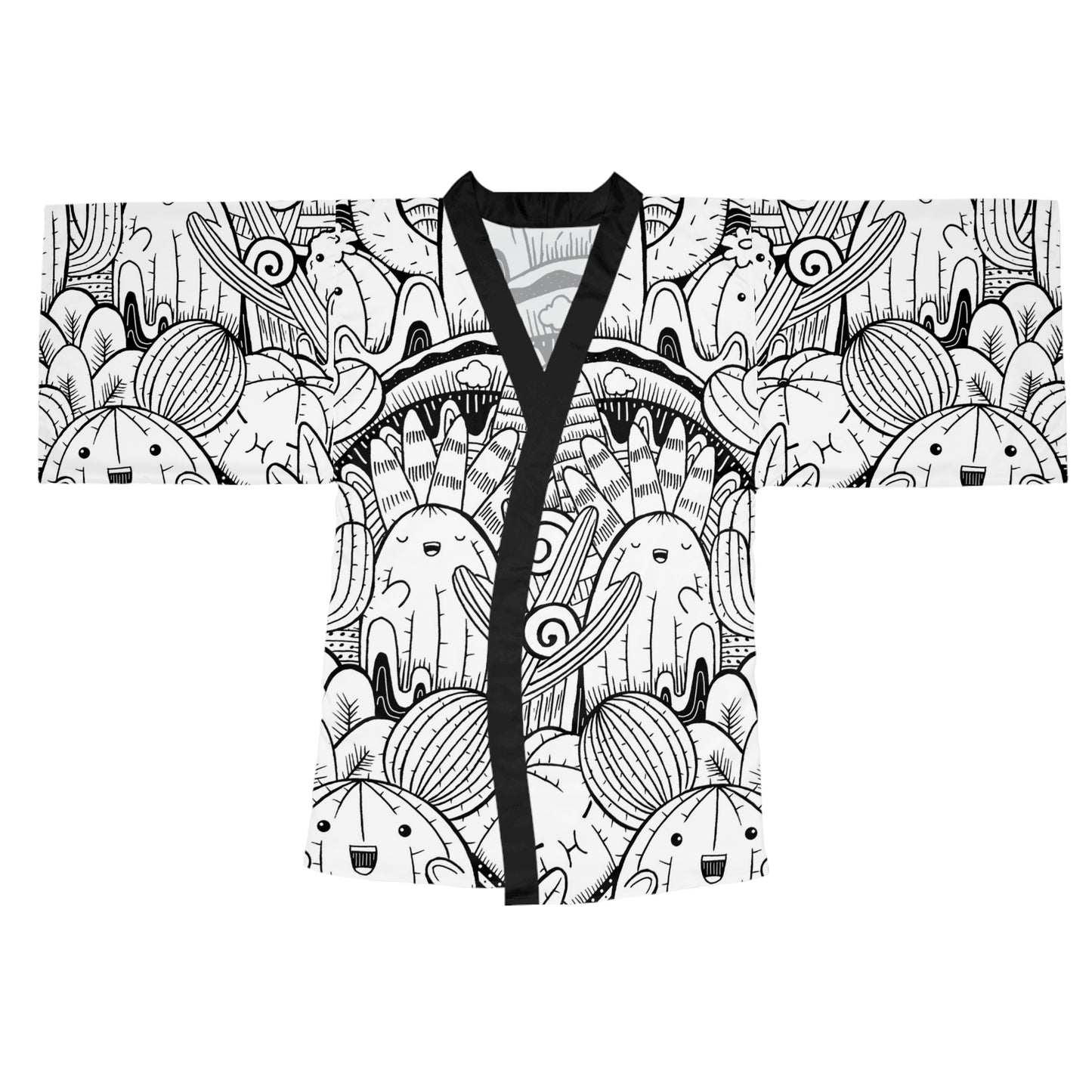 Doodle Cactus - Inovax Long Sleeve Kimono Robe