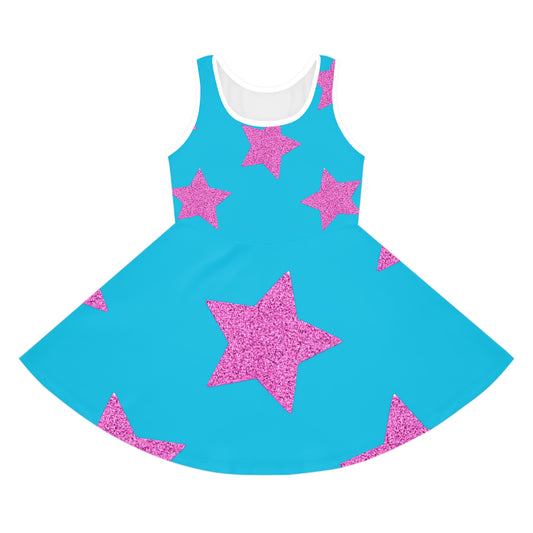 Pink Stars - Robe d'été sans manches Inovax pour fille