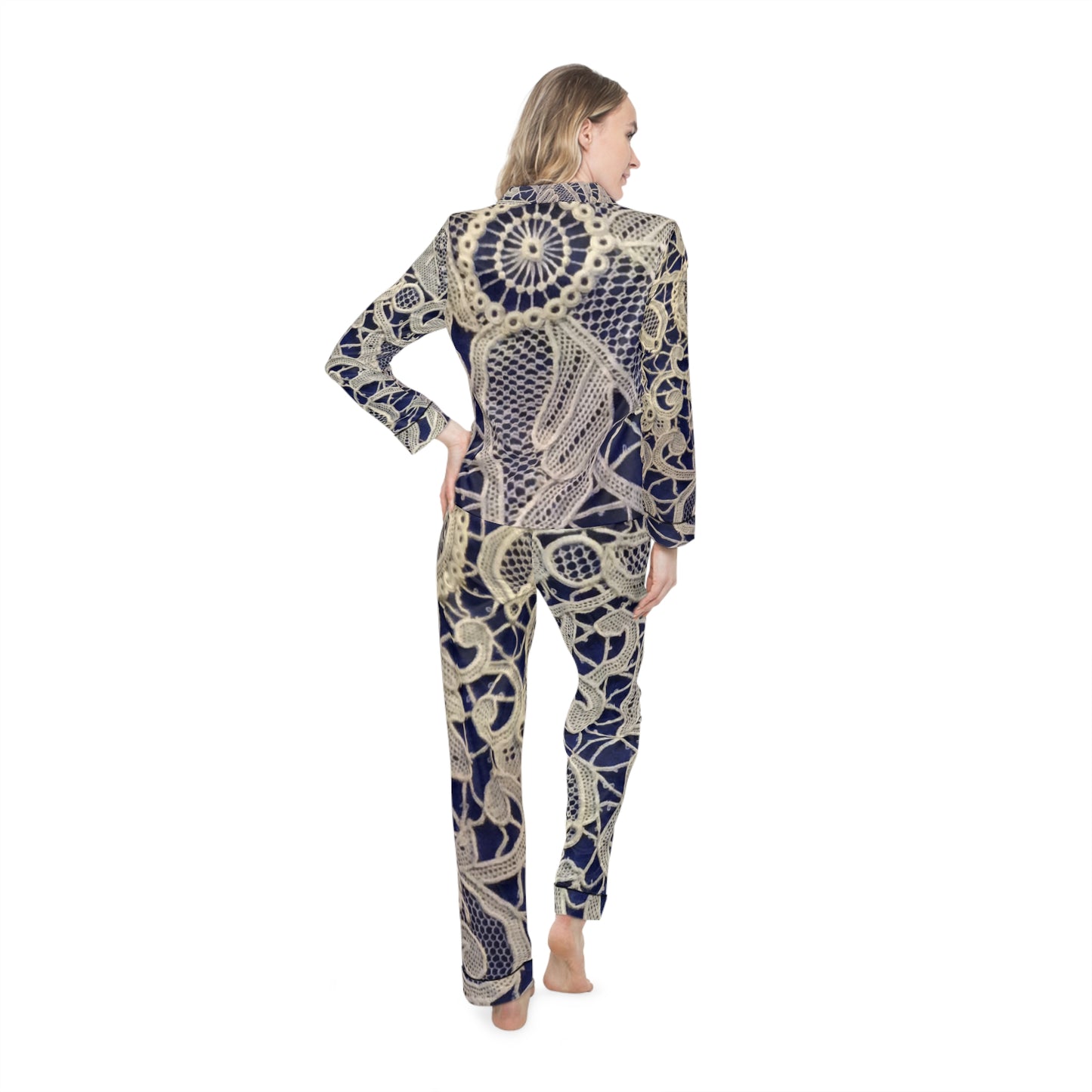 Golden and Blue - Inovax Women's Satin Pajamas