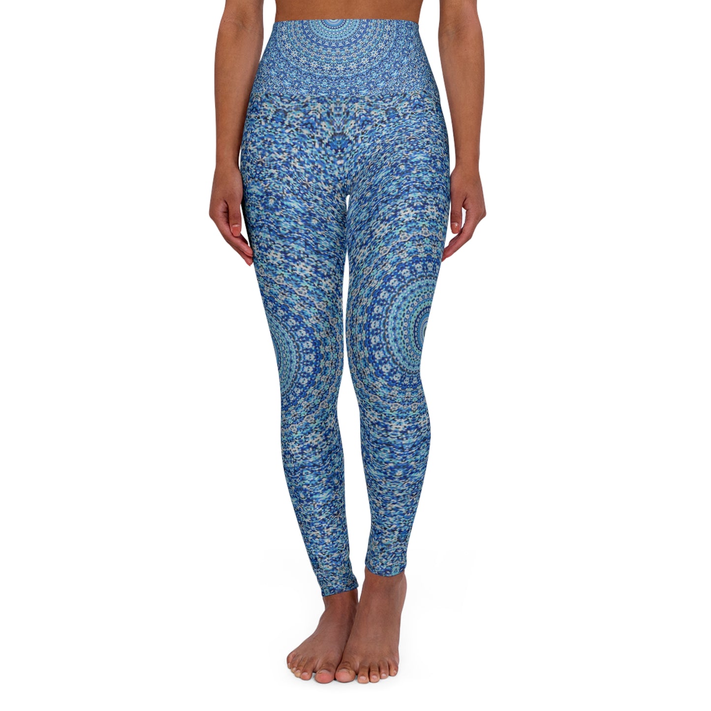 Mandala azul - Leggings de yoga de cintura alta Inovax