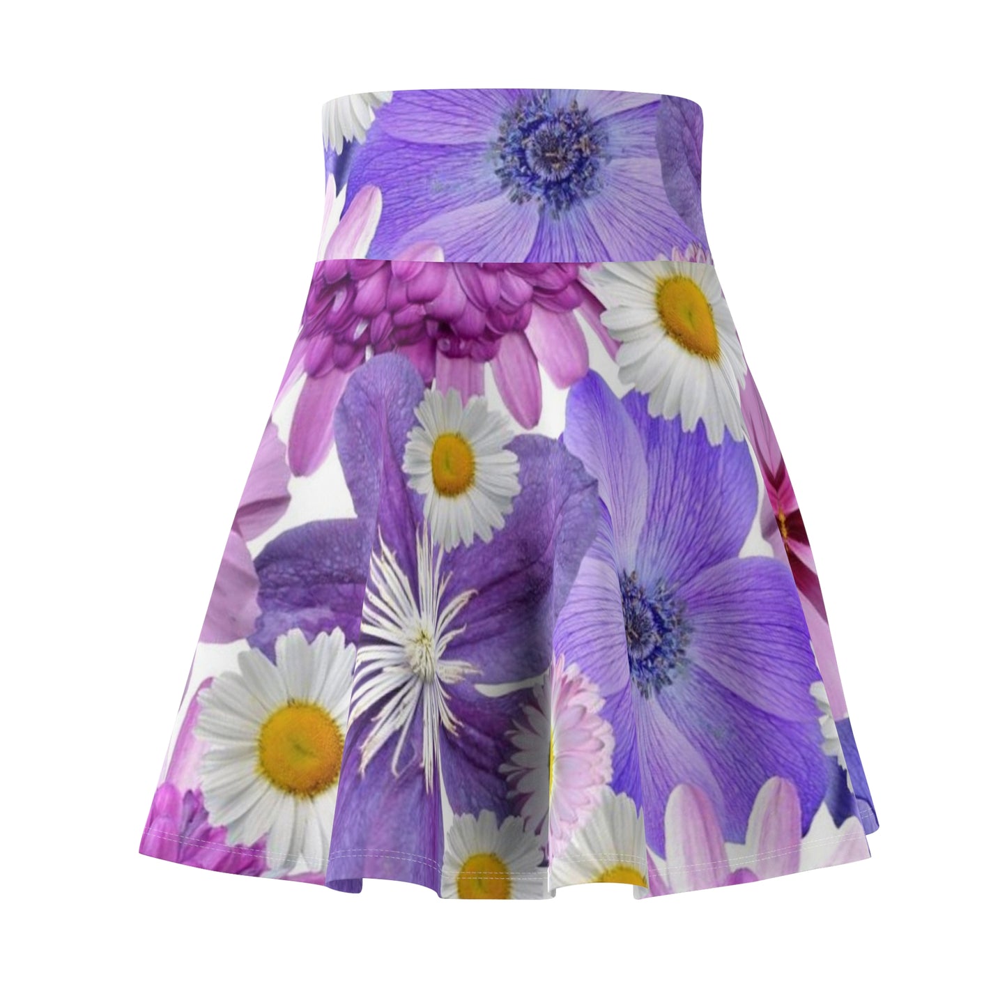 Purple Flowers - Inovax Woman's Skater Skirt