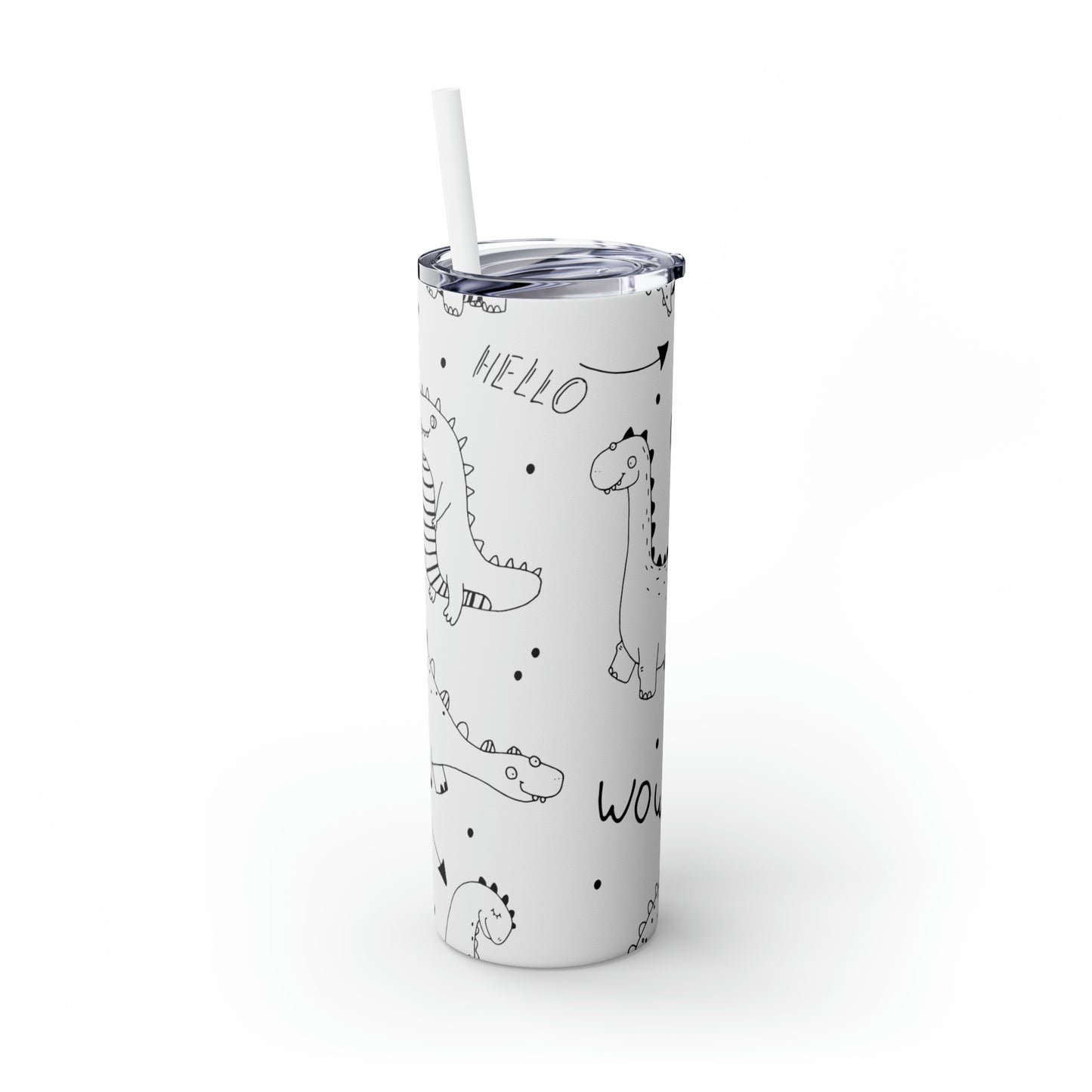 Doodle Dinosours - Inovax Maars® Skinny Tumbler with Straw 20oz