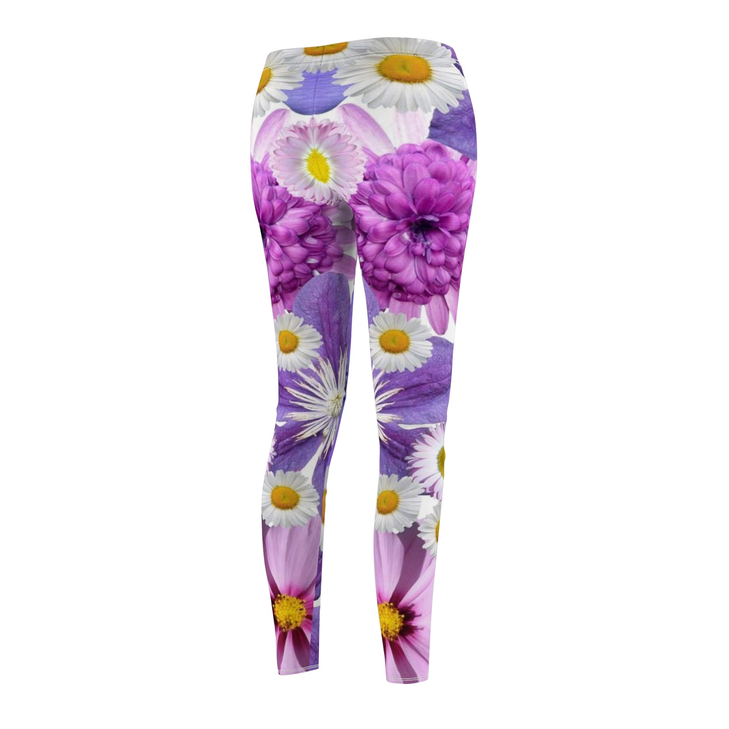 Fleurs violettes - Leggings décontractés coupés-cousus Inovax pour femmes