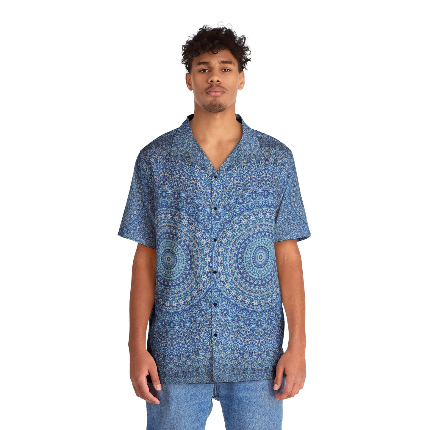 Mandala bleu - Chemise hawaïenne pour hommes Inovax