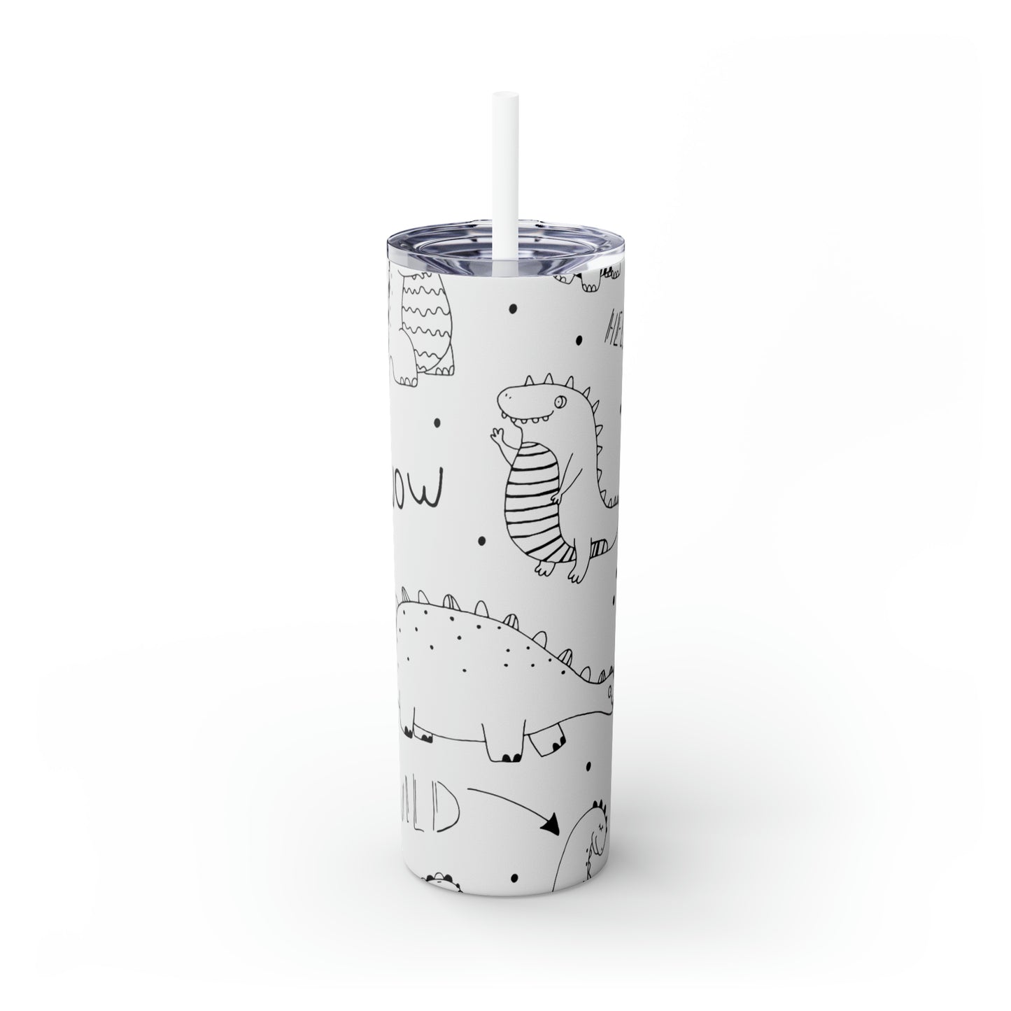 Doodle Dinosours - Inovax Maars® Skinny Tumbler with Straw 20oz