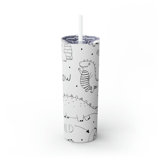 Doodle Dinosaures - Inovax Maars® Skinny Tumbler avec paille 20oz