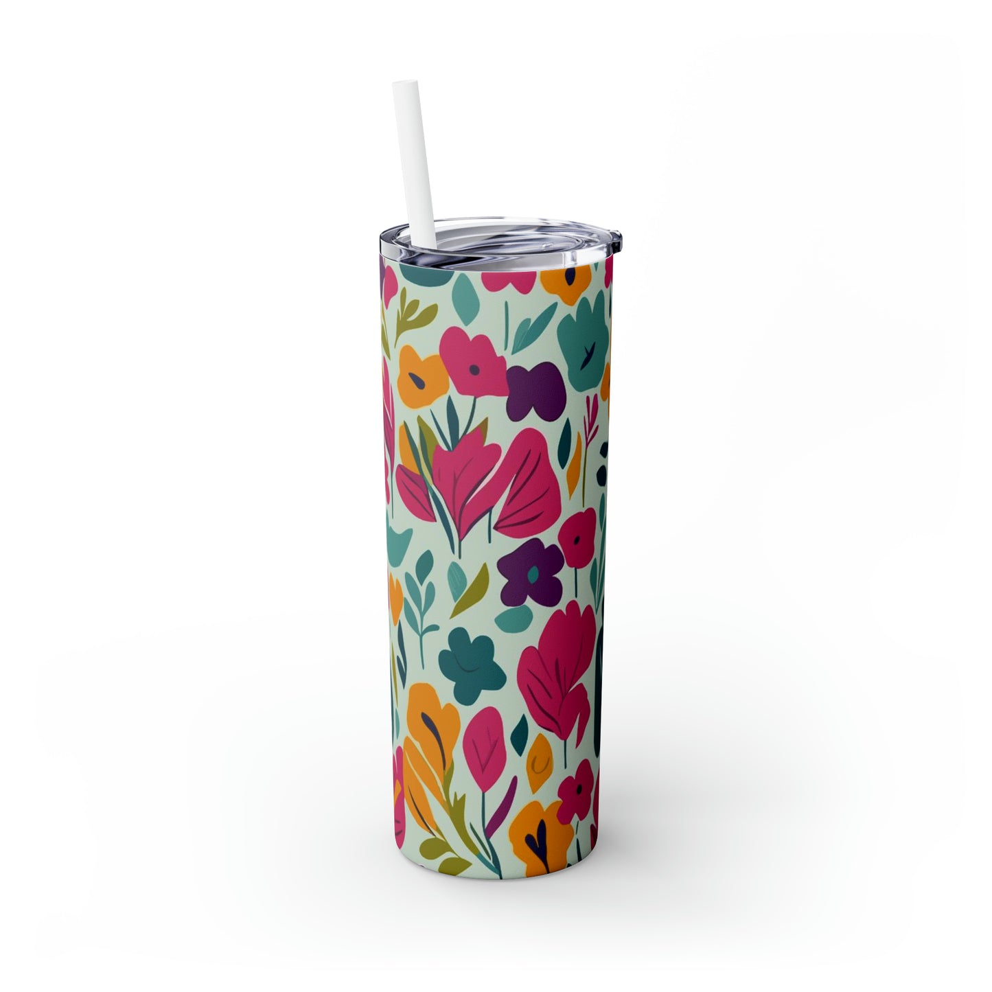 Fleurs claires - Inovax Maars® Skinny Tumbler avec Paille 20oz