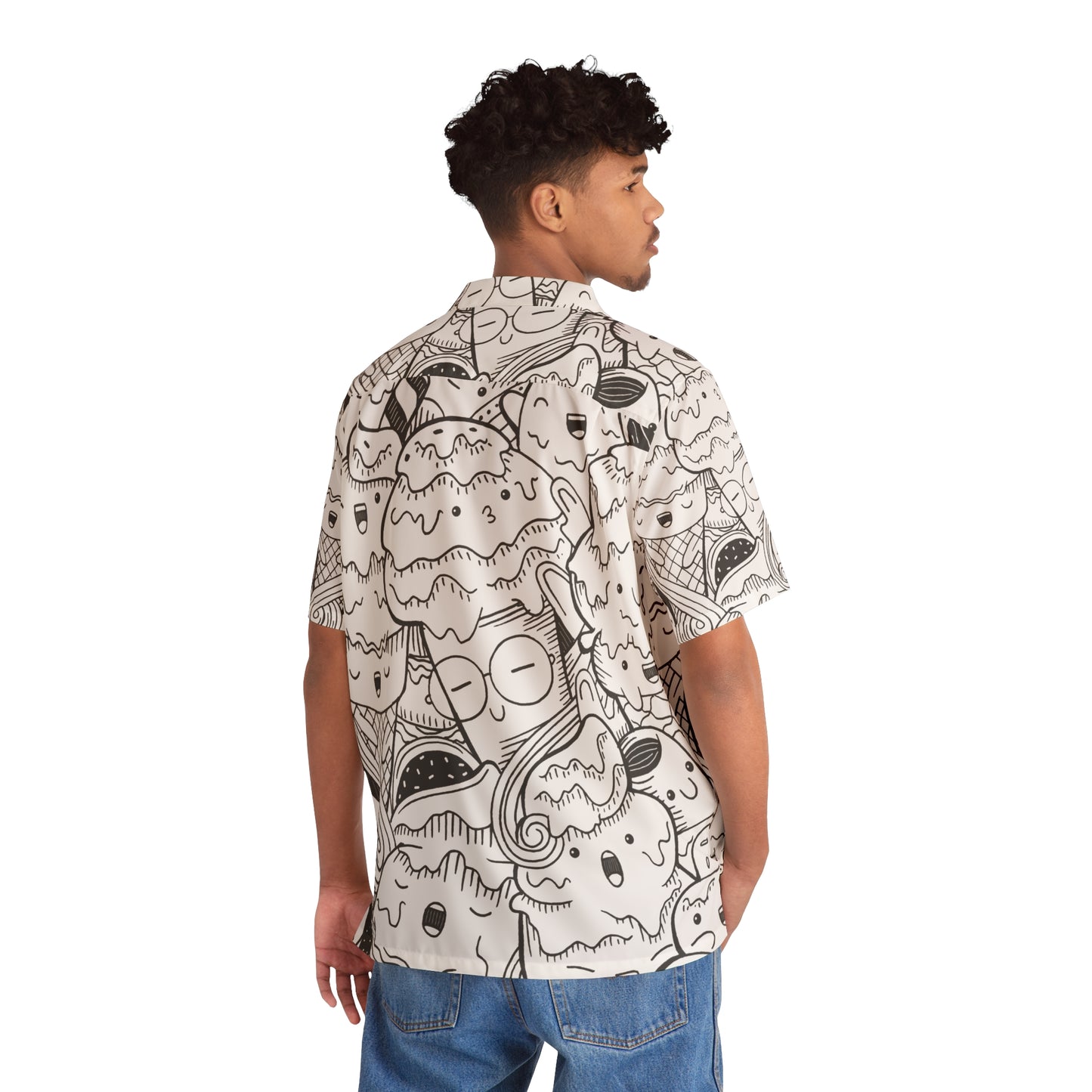 Doodle Icecream - Chemise hawaïenne pour hommes Inovax