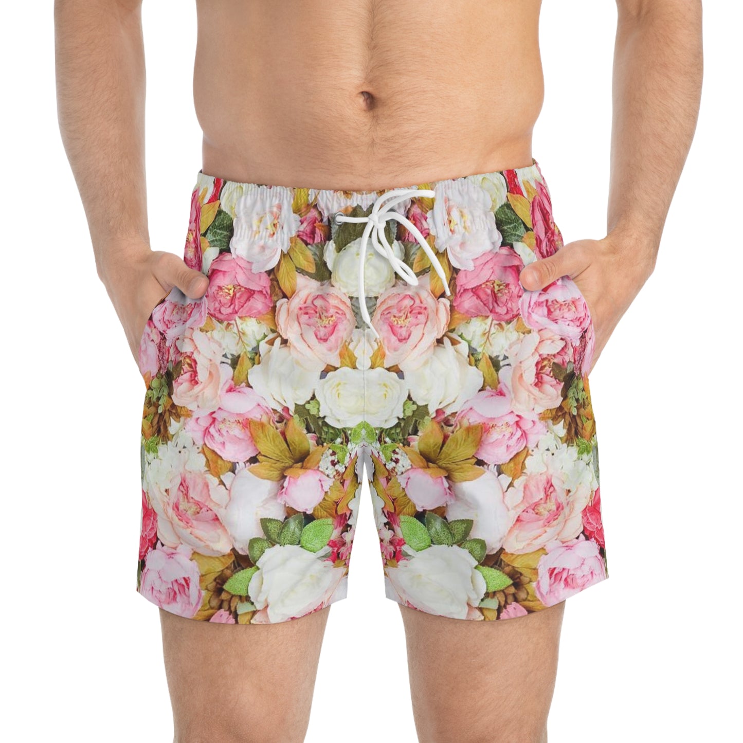 Pink Flowers - Inovax Swim Trunks