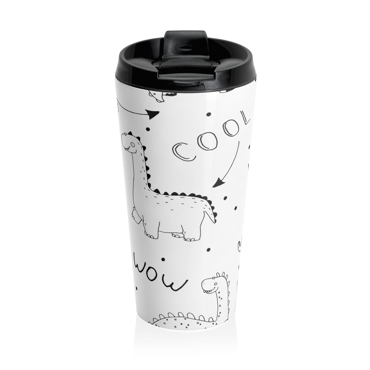 Doodle Dinosaures - Tasse de voyage en acier inoxydable Inovax