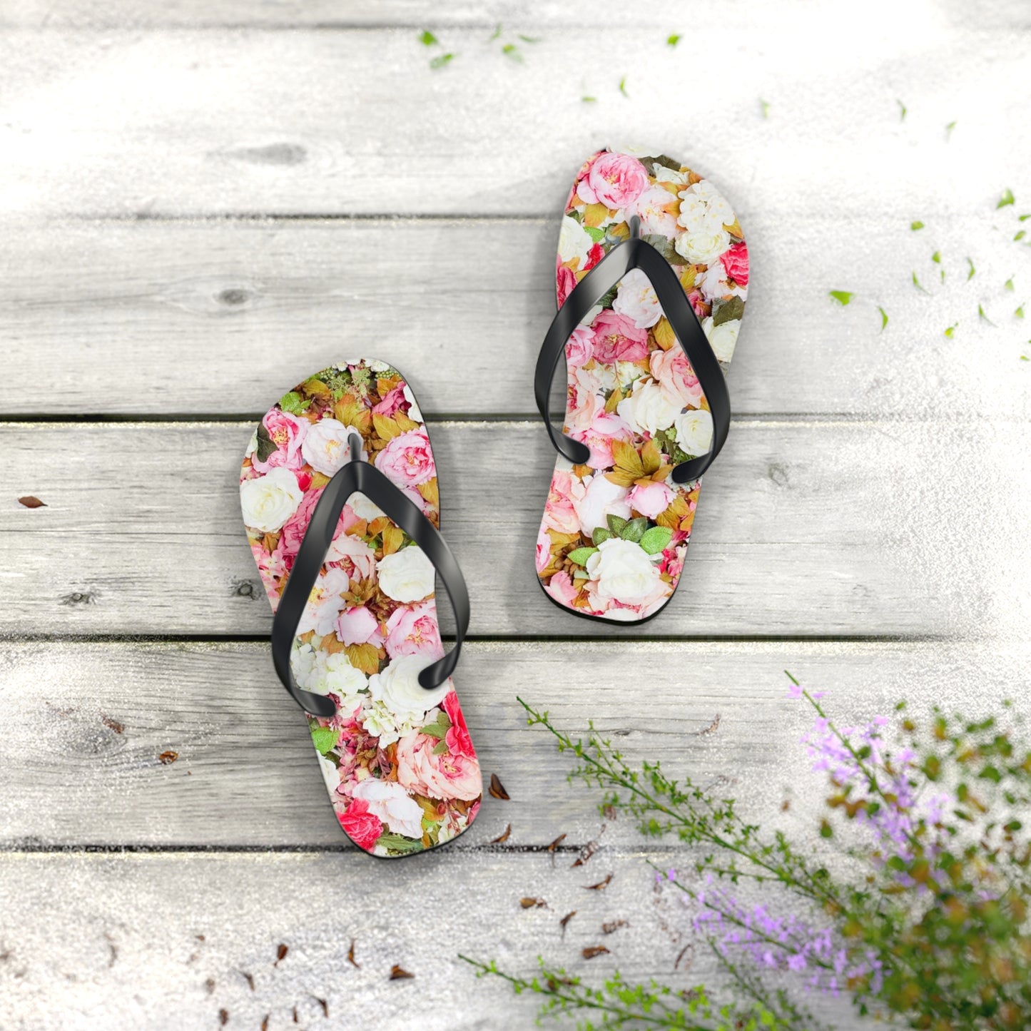 Pink Flowers - Inovax Flip Flops