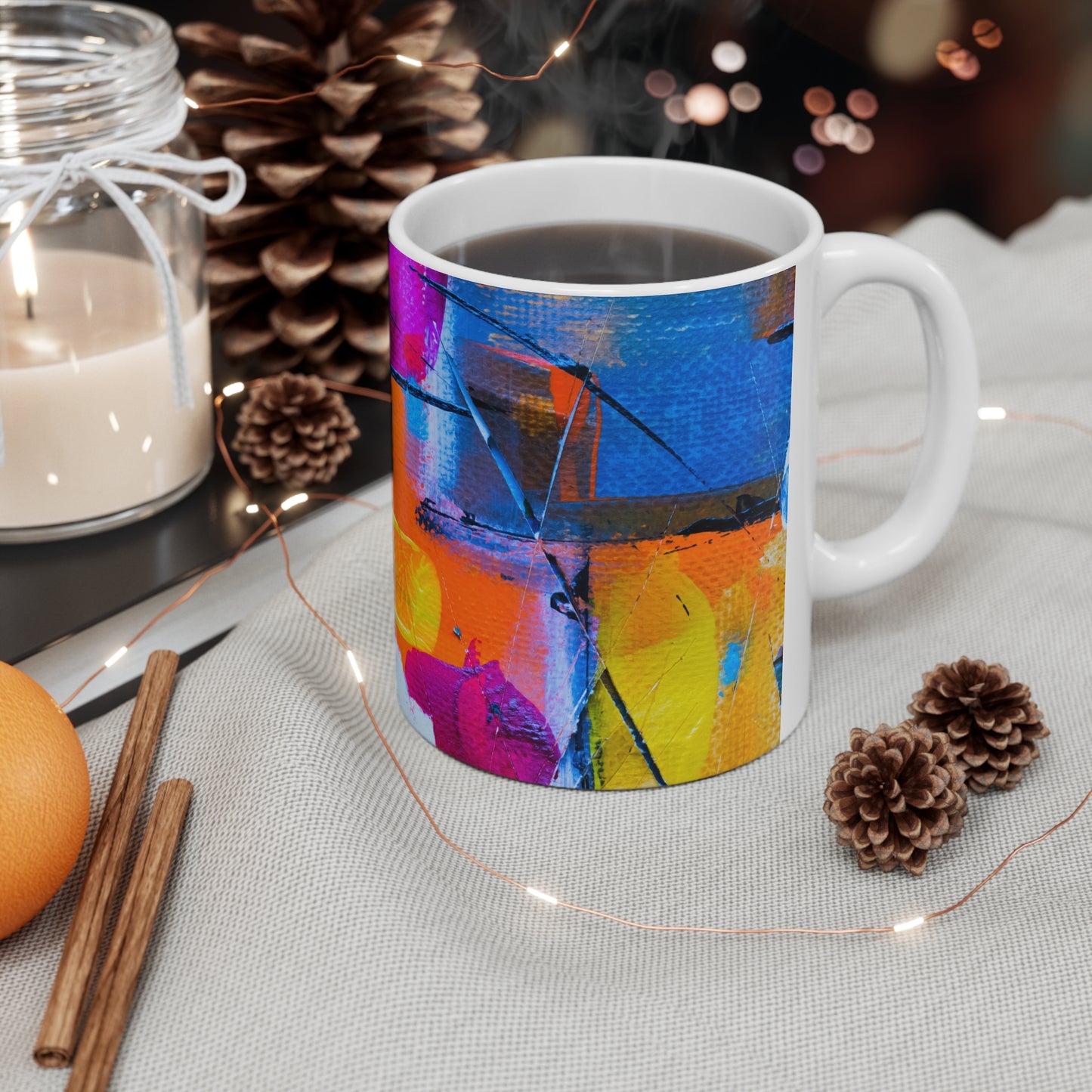 Couleurs carrées - Tasse en céramique Inovax 11oz