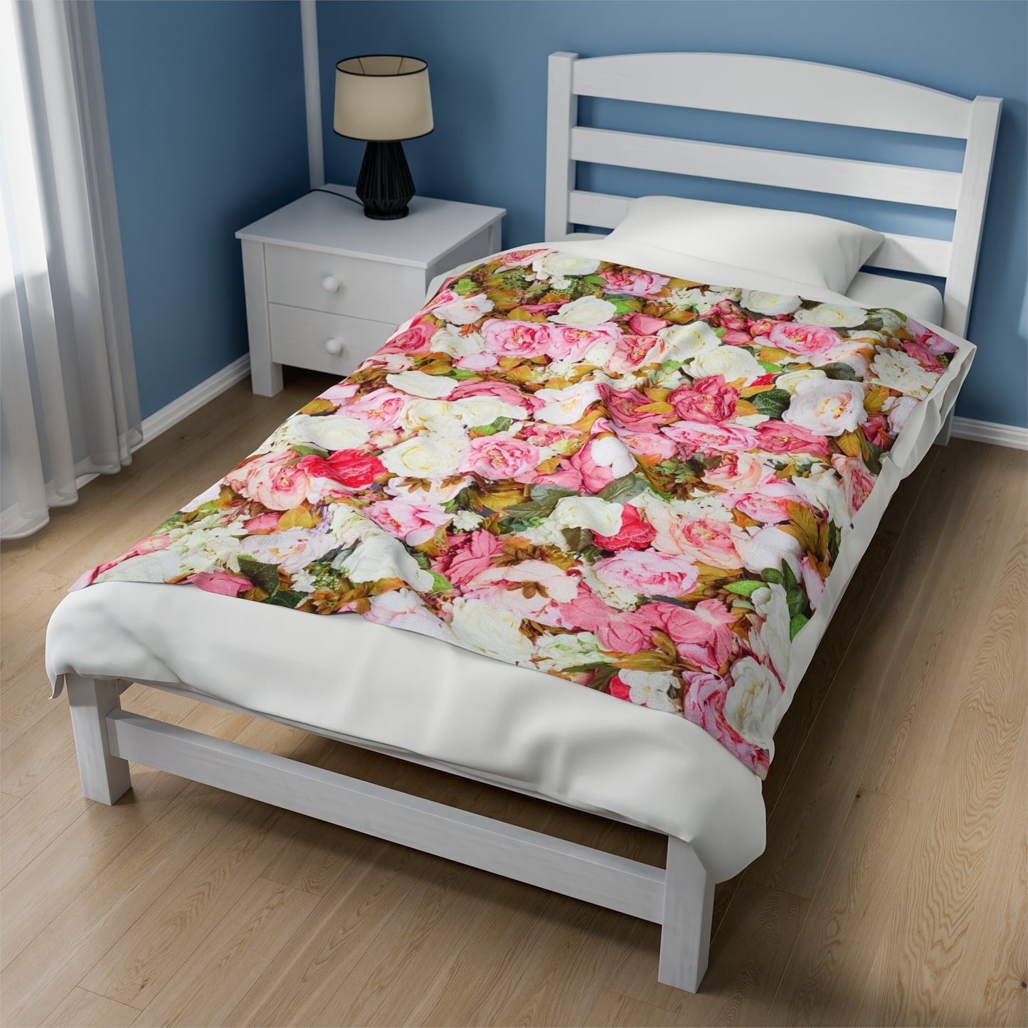 Fleurs roses - Couverture en peluche Inovax Velveteen