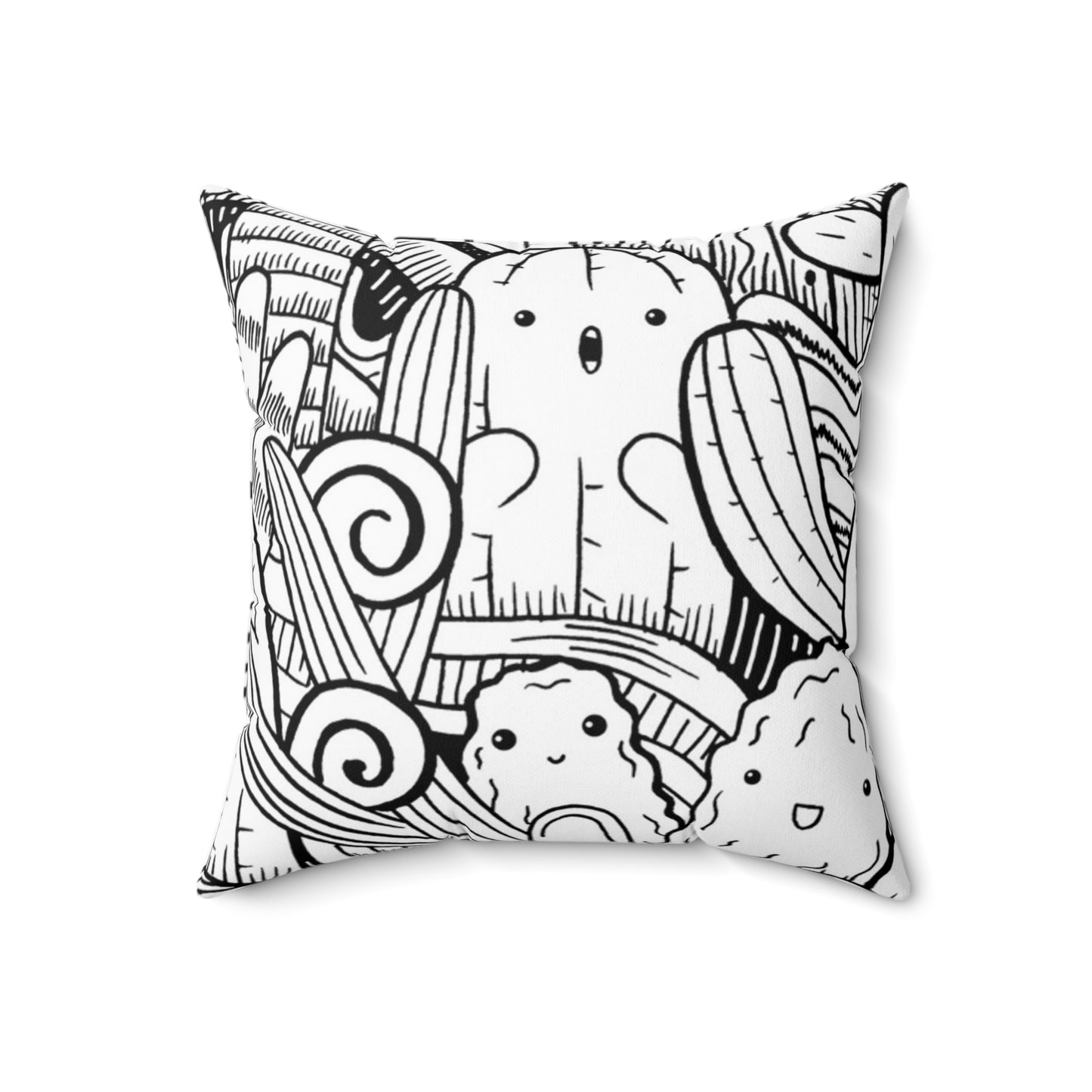 Doodle Cactus - Inovax Spun Polyester Square Pillow