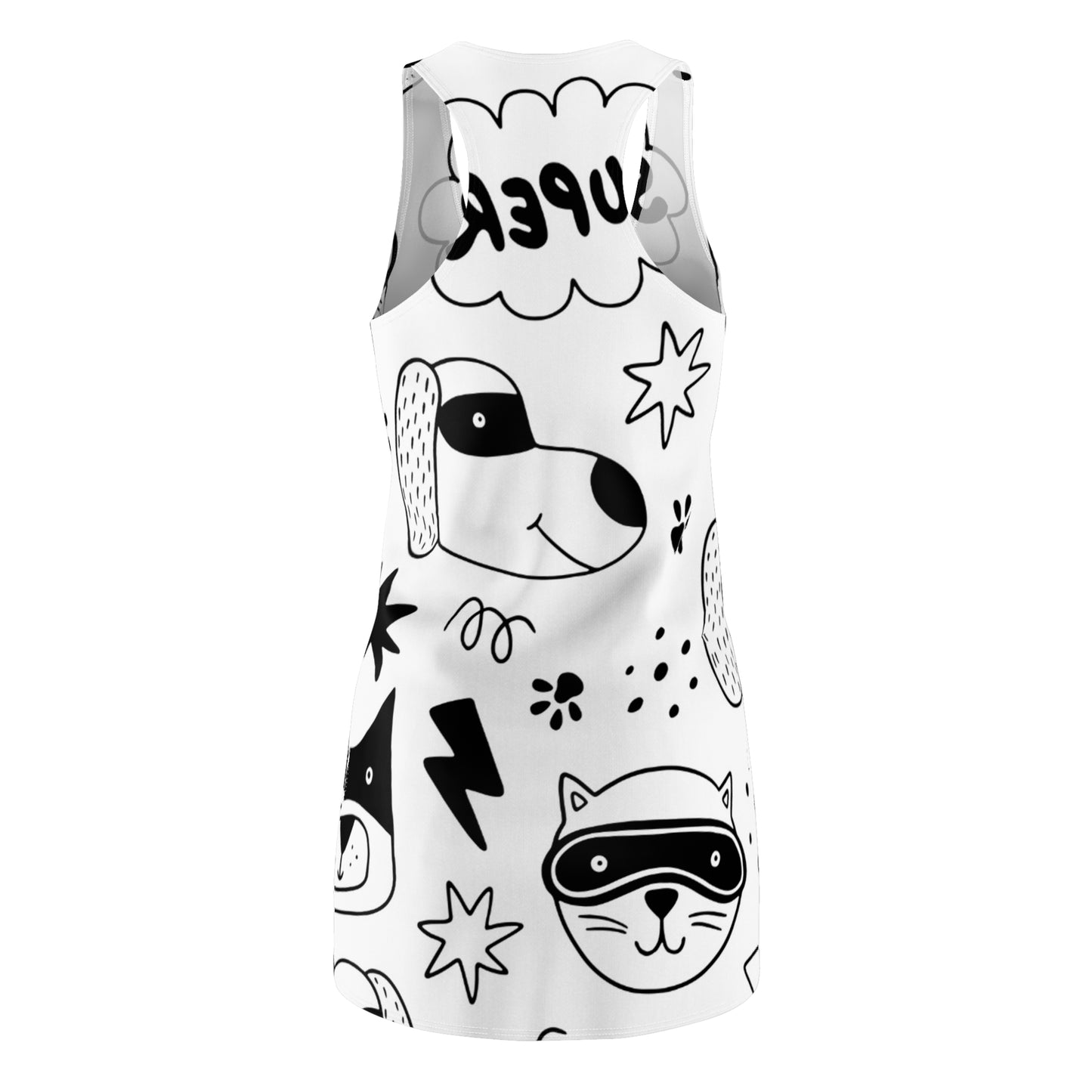 Doodle Dogs &amp; Cats - Vestido con espalda cruzada cortado y cosido para mujer Inovax