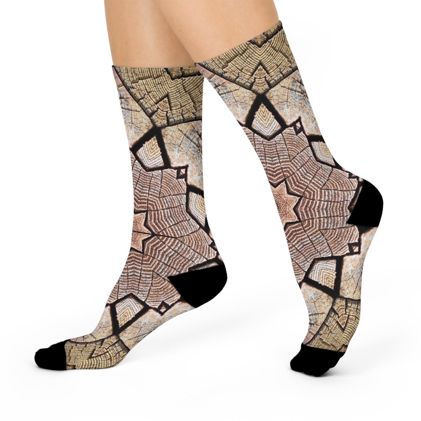 Brown Mandala - Inovax Cushioned Crew Socks