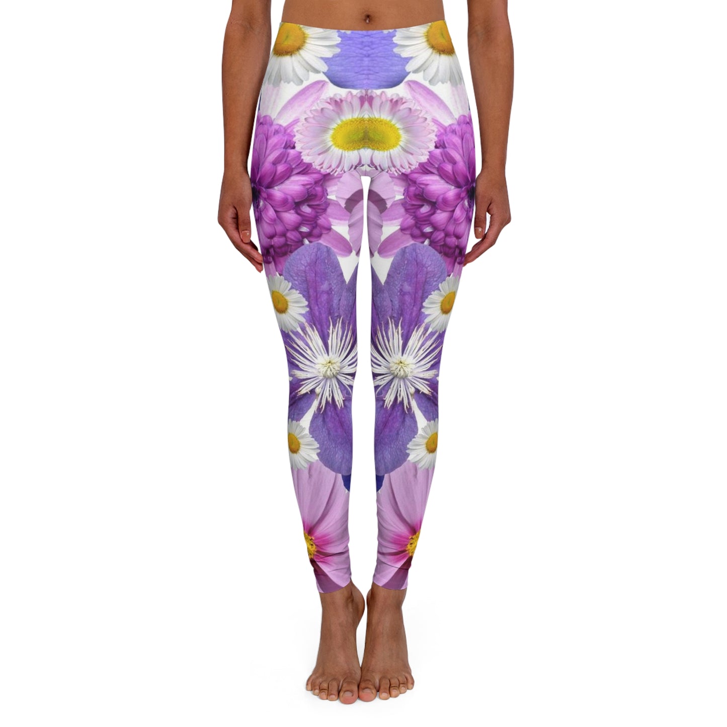 Flores moradas - Leggings de spandex para mujer Inovax