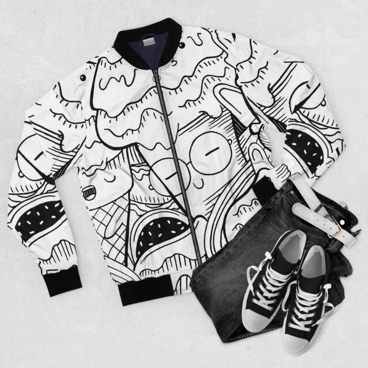 Doodle Icecream - Chaqueta bomber para hombre Inovax