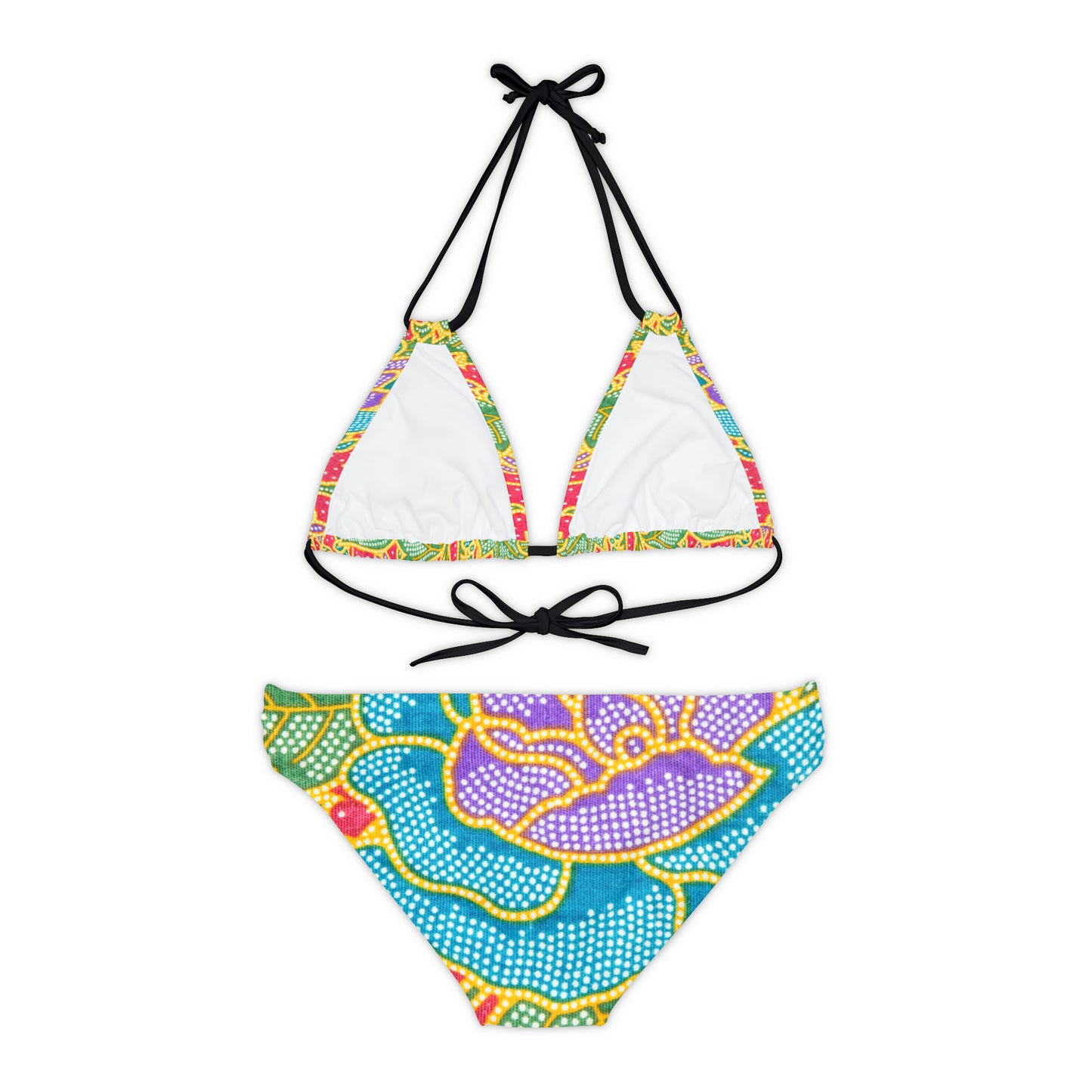 Flores verdes y rojas - Conjunto de bikini de tiras Inovax