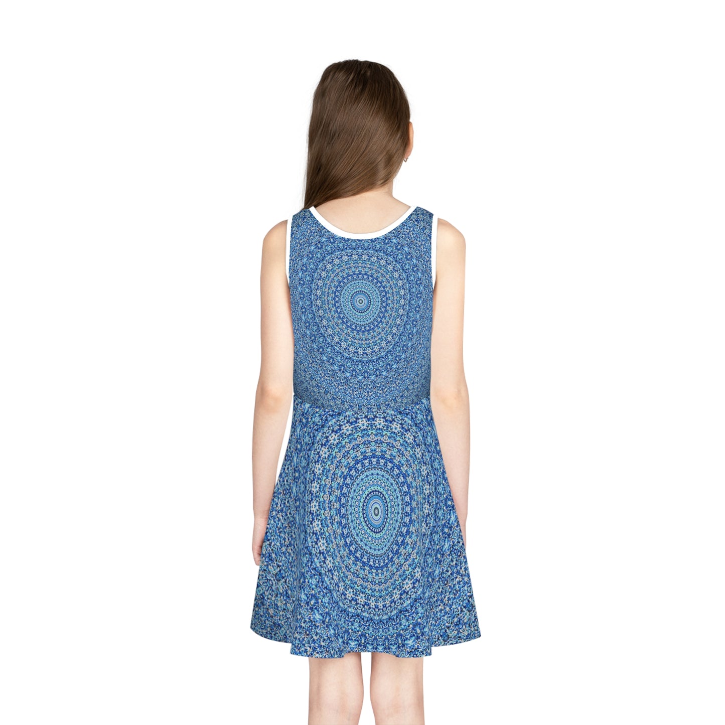 Mandala Azul - Vestido de verano sin mangas para niña Inovax