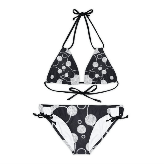 Puntos negros - Conjunto de bikini con tiras Inovax