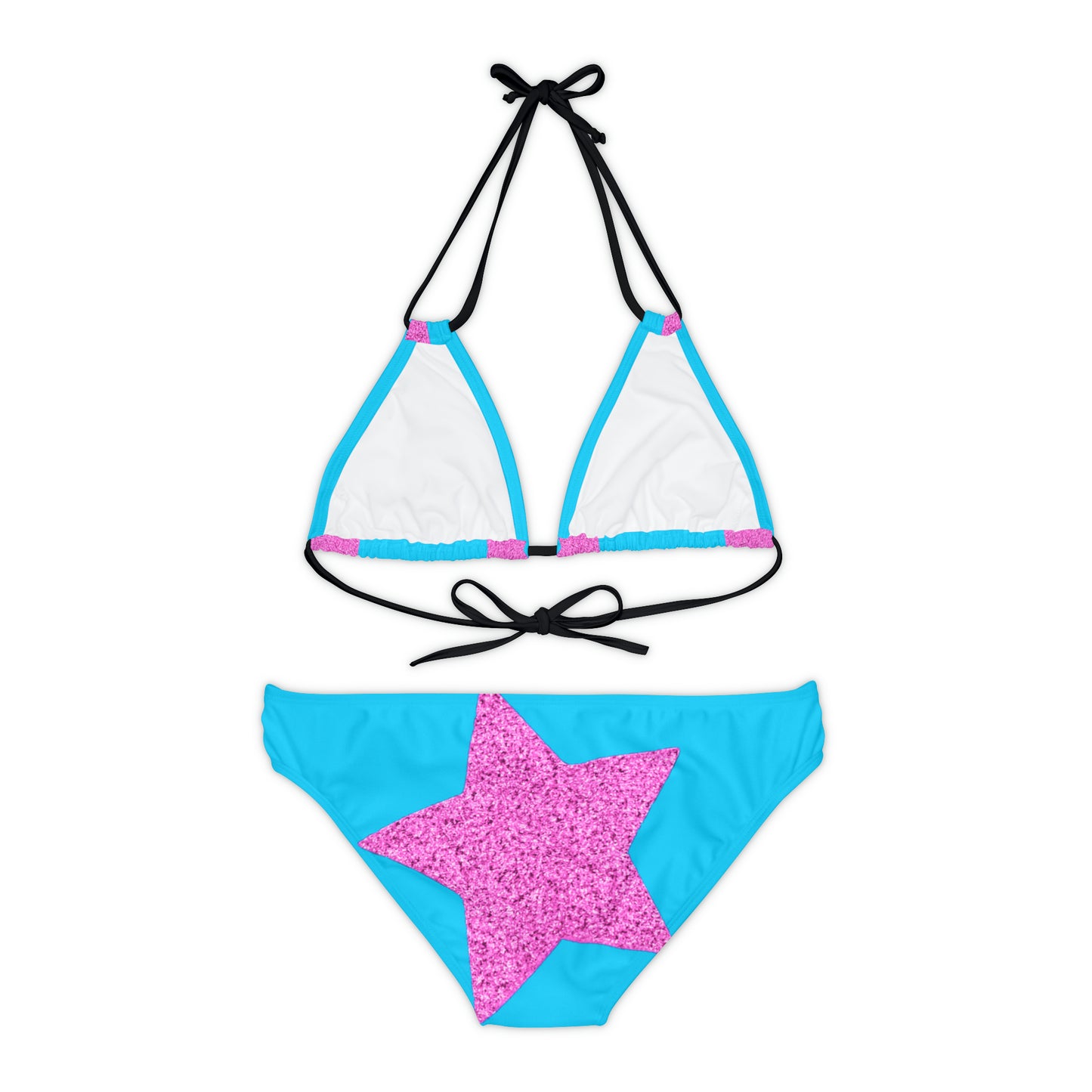 Estrellas rosadas - Conjunto de bikini con tiras Inovax