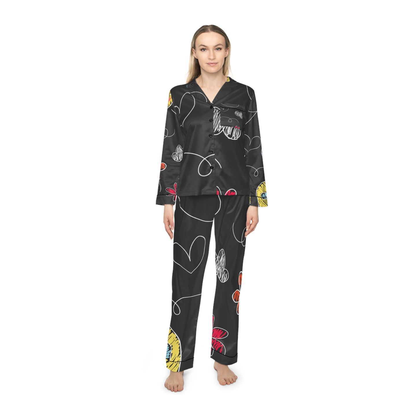 Kids Doodle Playground - Pijama de satén para mujer Inovax