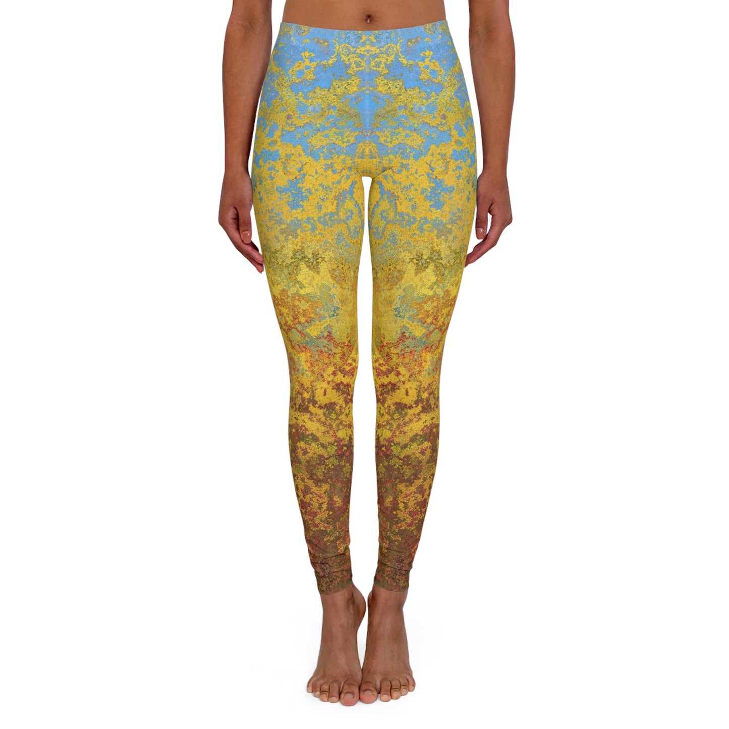 Gold and blue spots - Inovax Women's Spandex Leggings