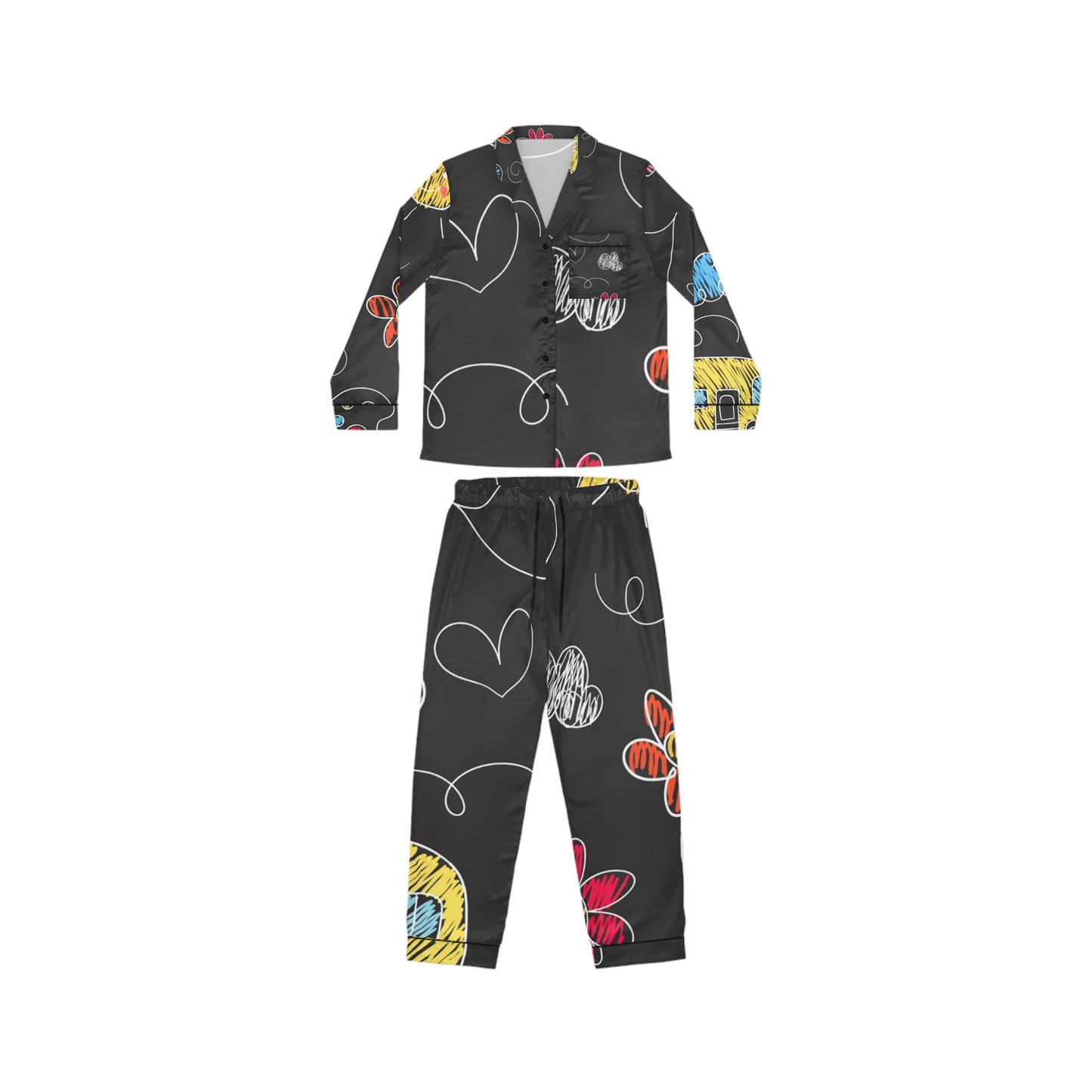 Kids Doodle Playground - Pijama de satén para mujer Inovax