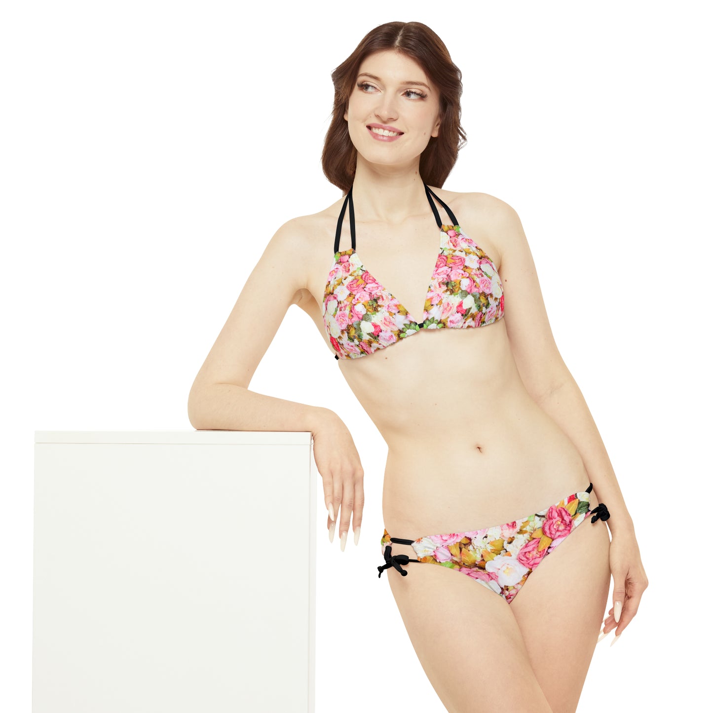 Fleurs roses - Ensemble de bikini à bretelles Inovax