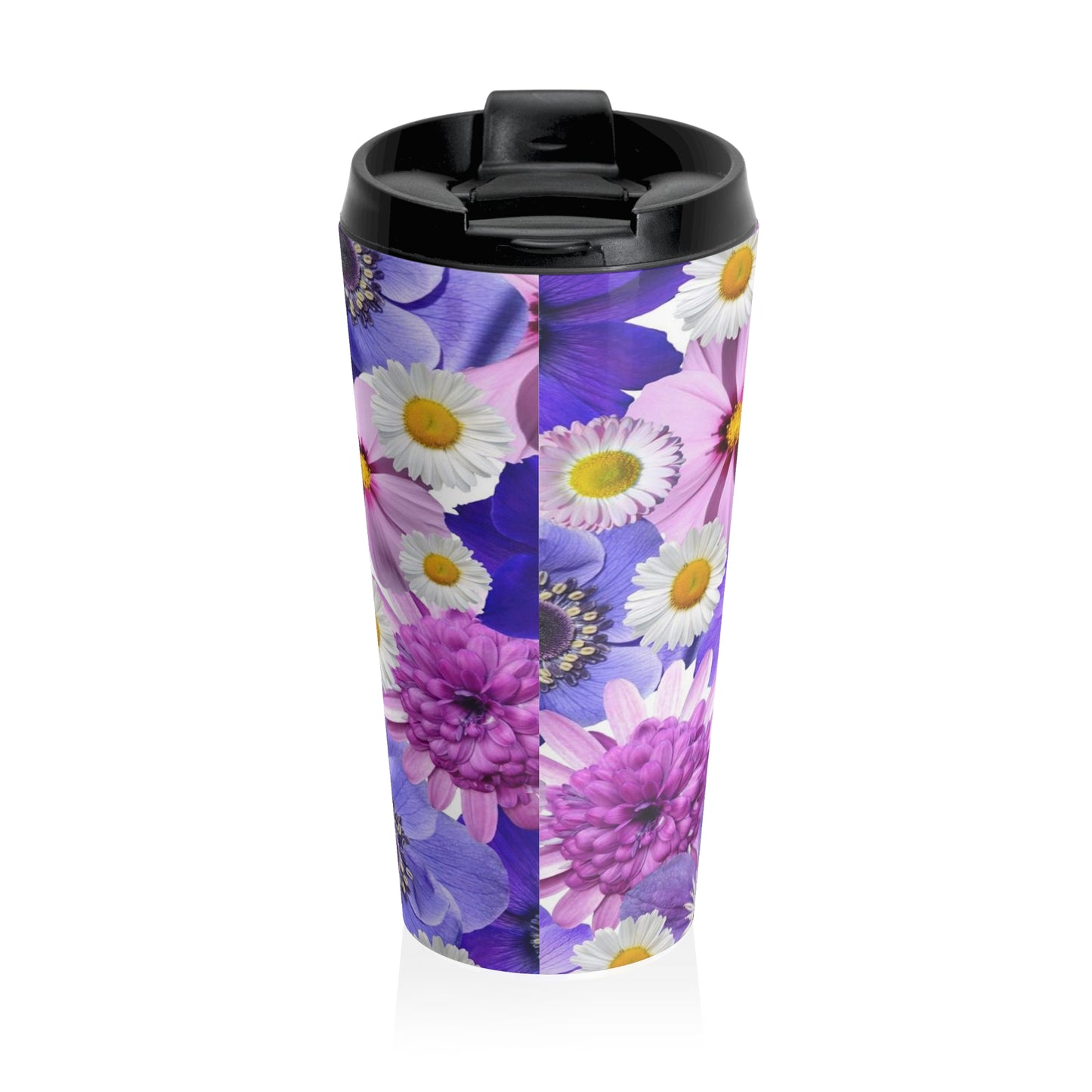 Purple Flowers - Inovax Stainless Steel Travel Mug