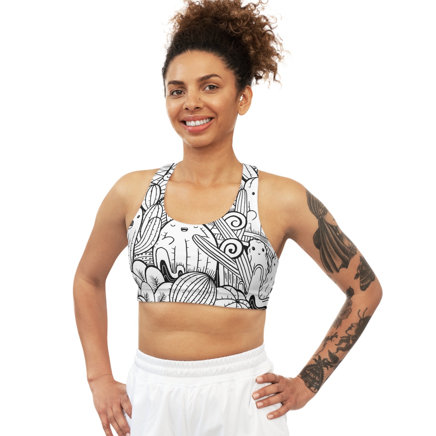 Doodle Cactus - Soutien-gorge de sport sans couture Inovax