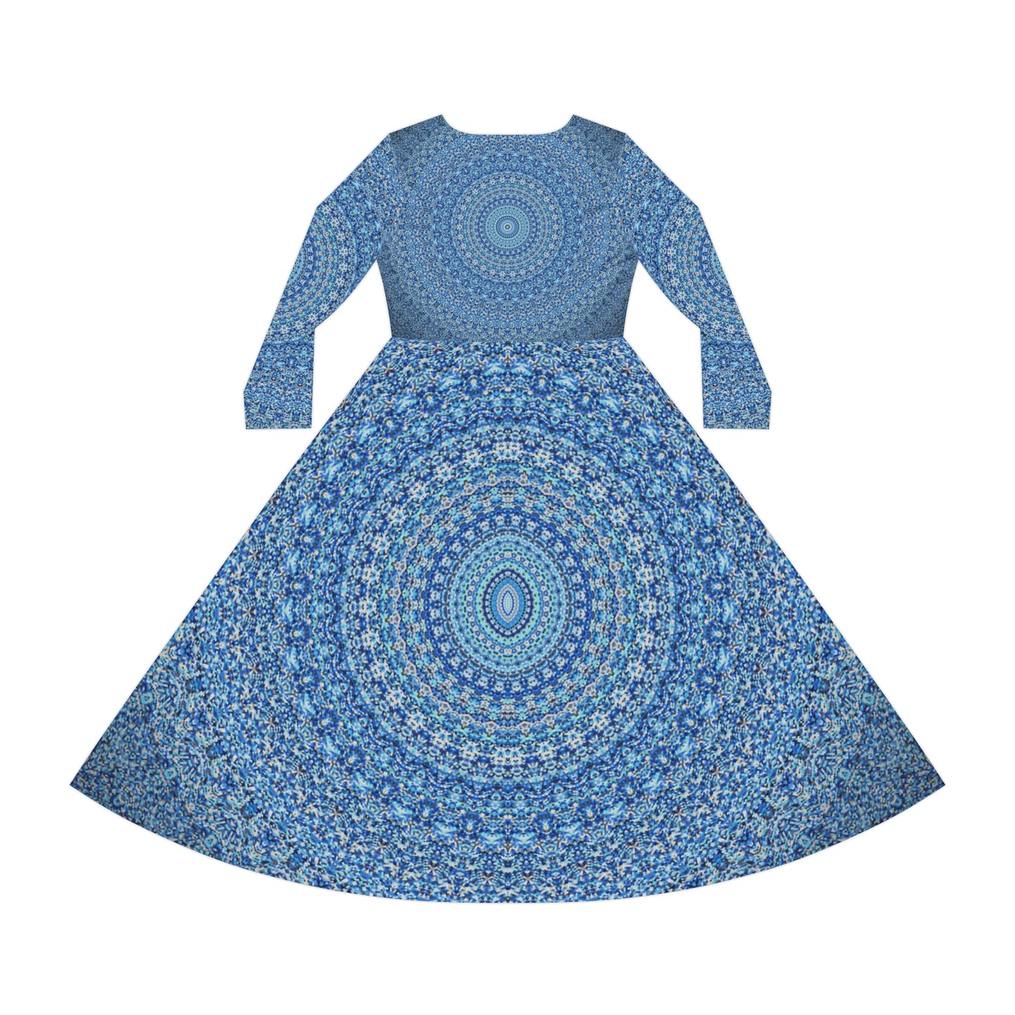 Blue Mandala - Inovax Women's Long Sleeve Dance Dress