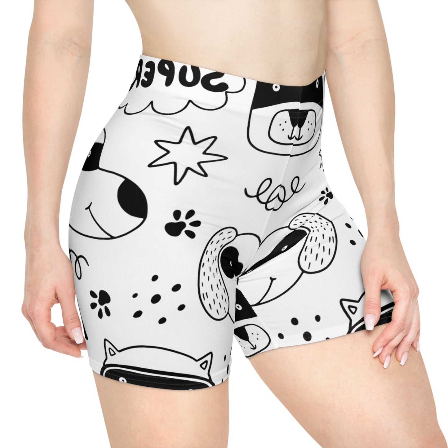 Doodle Dogs &amp; Cats - Pantalones cortos de motociclista para mujer Inovax