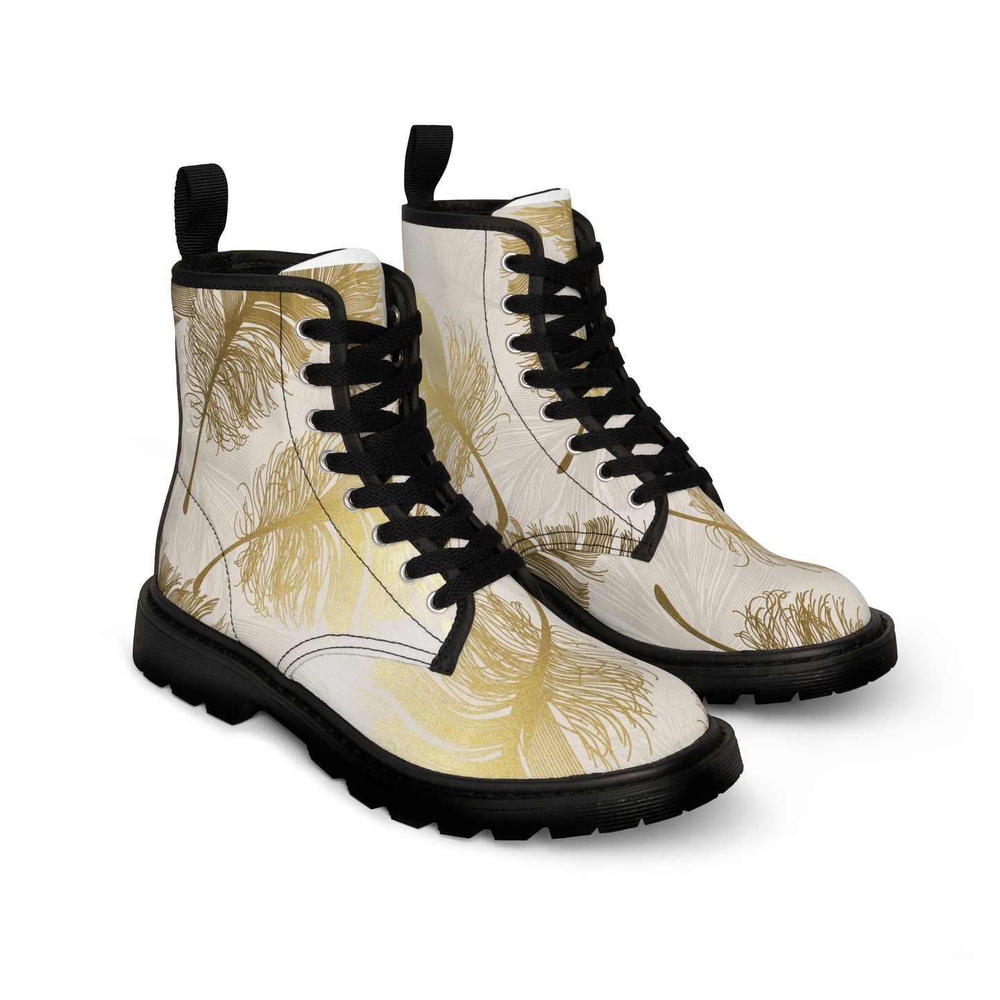 Plumes Dorées - Bottes en Toile pour Femme Inovax