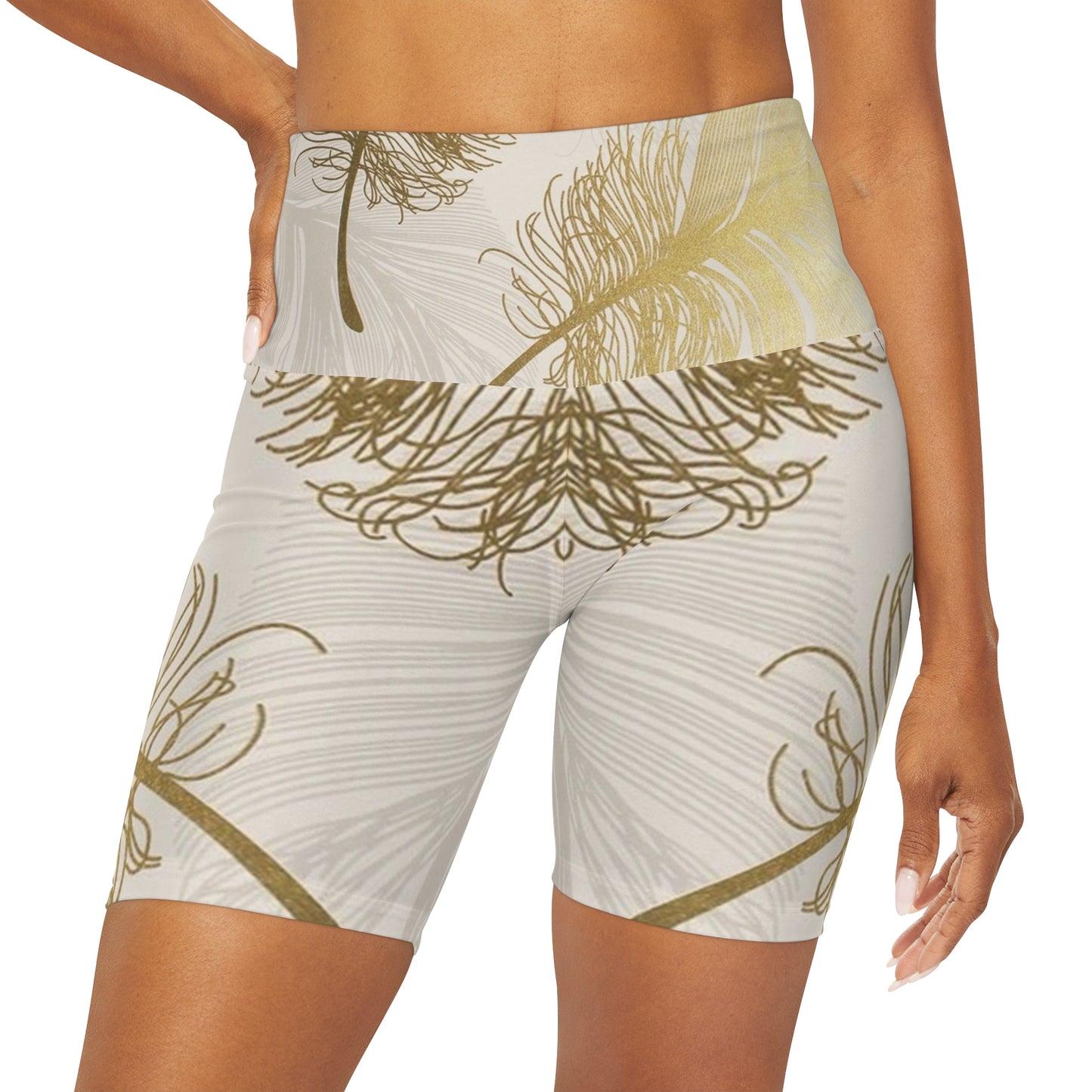 Golden Feathers - Inovax High Waisted Yoga Leggings