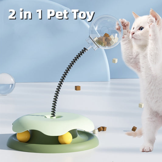 Chat fuite nourriture 2 en 1 jouets plateau tournant balle jouets chaton drôle chat formation printemps balle chat fournitures produits pour animaux de compagnie