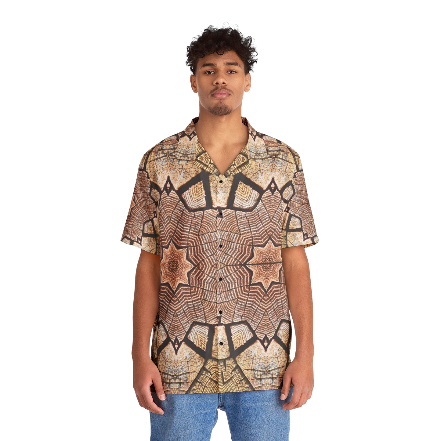 Mandala Marrón - Camisa hawaiana hombre Inovax