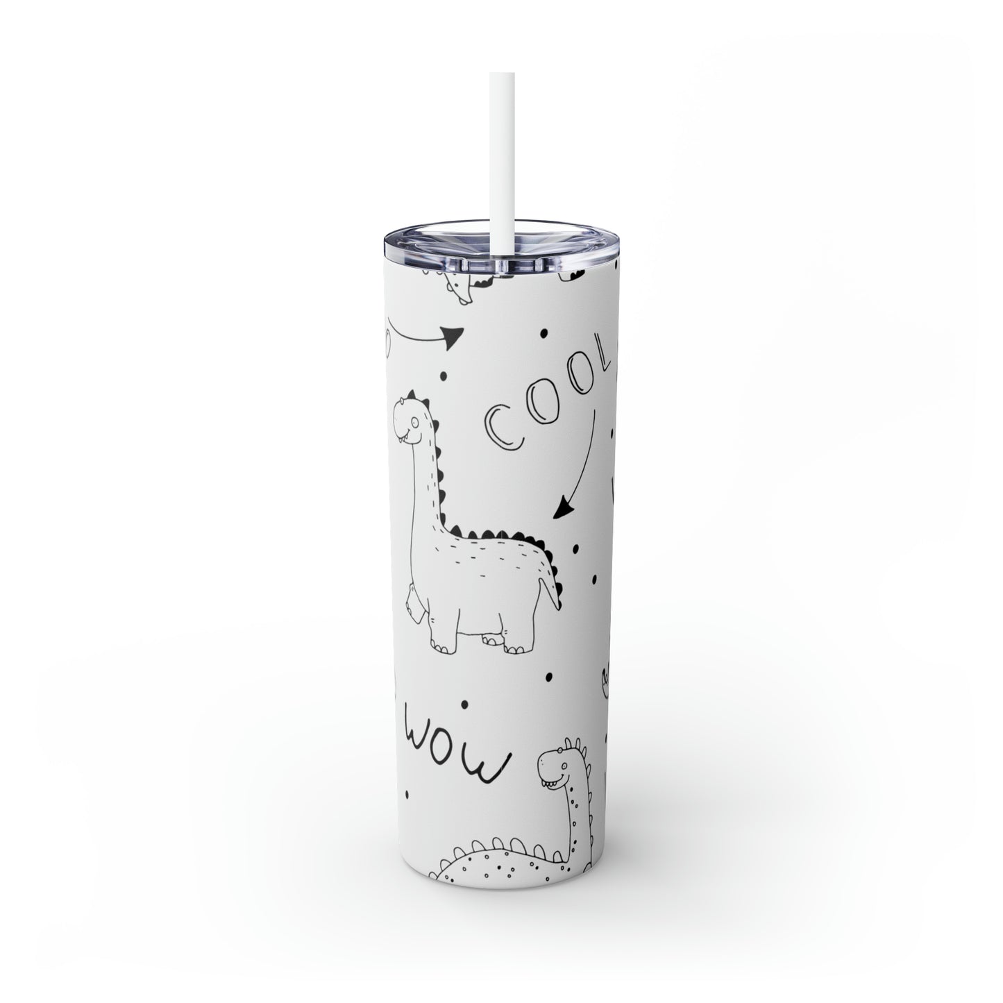 Doodle Dinosours - Inovax Maars® Skinny Tumbler with Straw 20oz