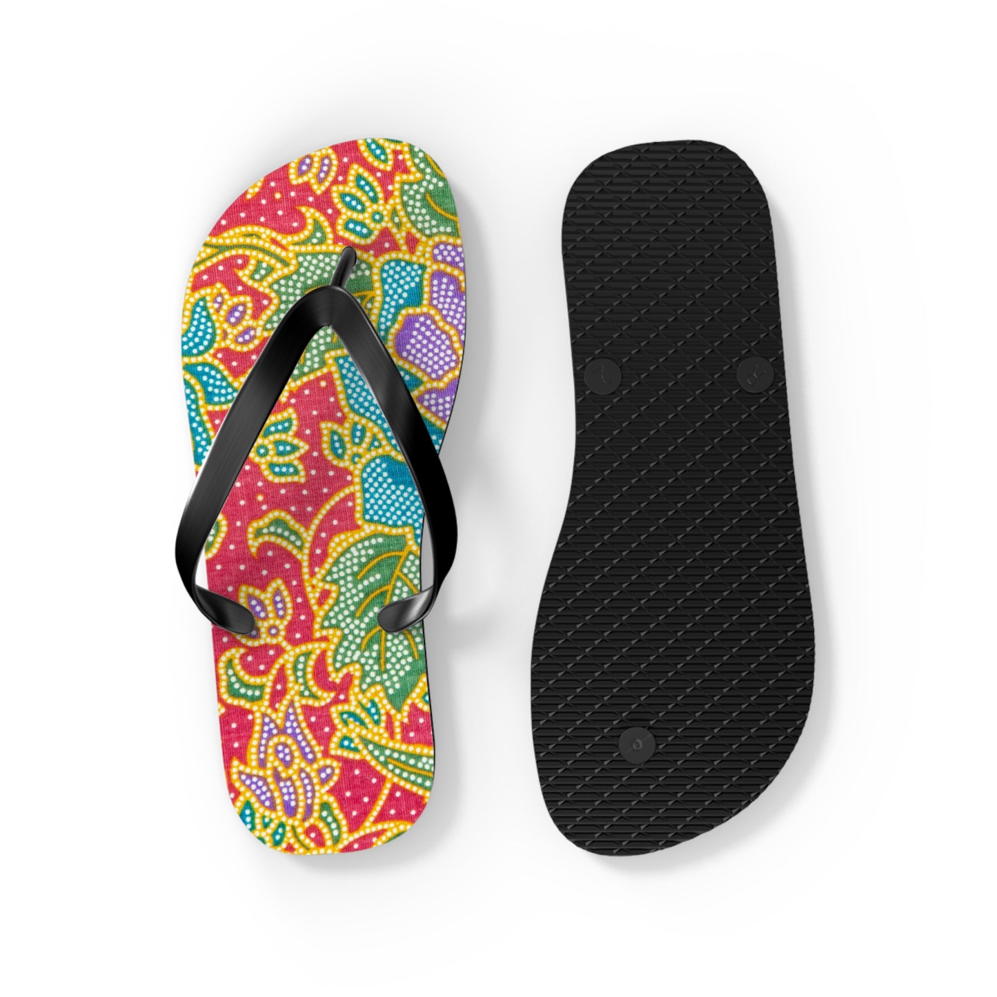 Green and red flowers - Inovax Flip Flops